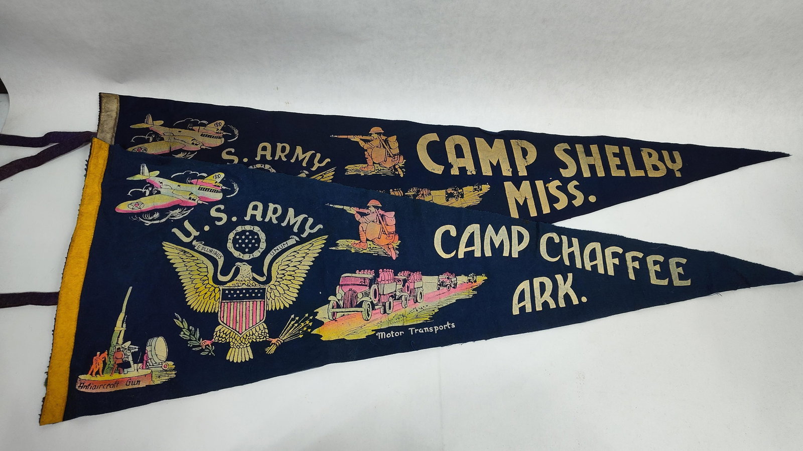A Pair ofWorld War II U.S. Army Training Camp Souvenir Felt Pennants (1 of 5)