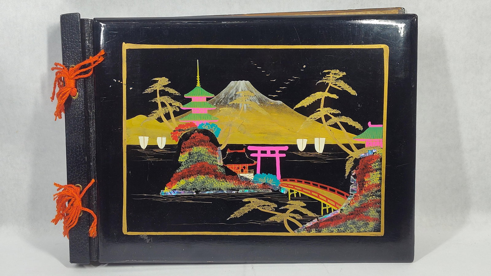 Japanese Occupation Era Black Lacquer Souvenir Photo Album with GHQ Soldier Photographs (1 of 3)