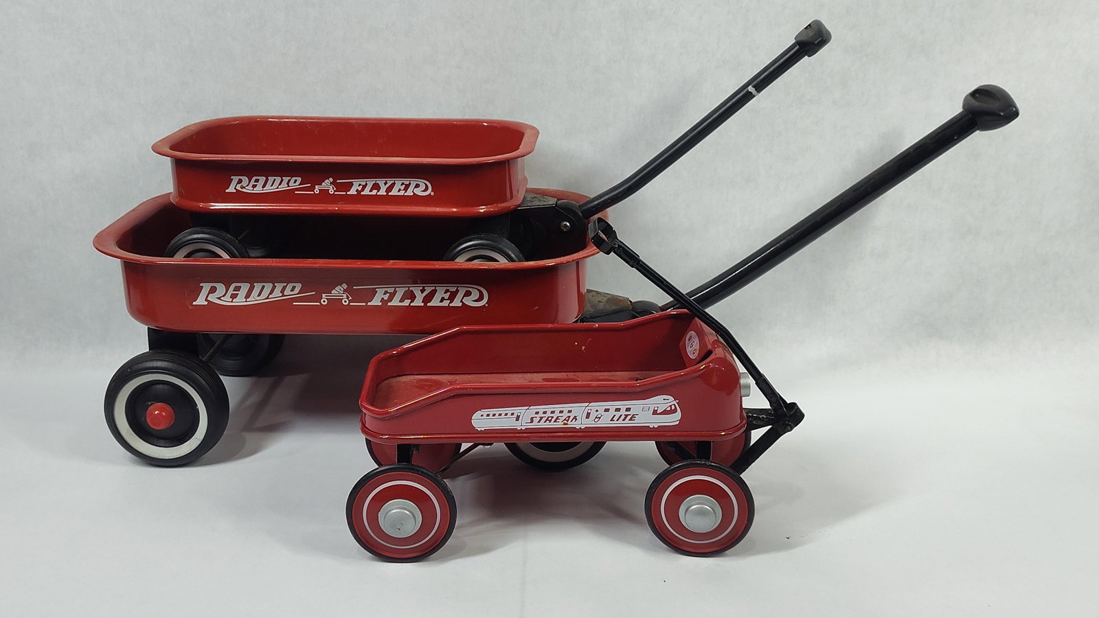 Three Radio Flyer Miniature Toy Wagons including Streak-O-Lite 80th Anniversary Limited Edition (1 of 6)