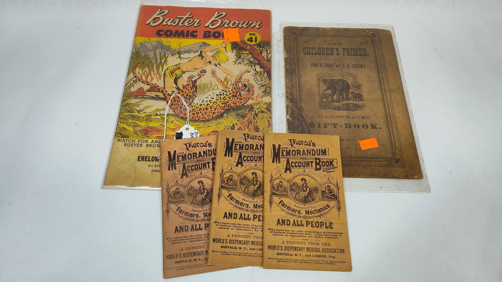 Paper Ephemera Including Buster Brown Comic Book No. 41 and An 1883 Children's Primer (1 of 5)