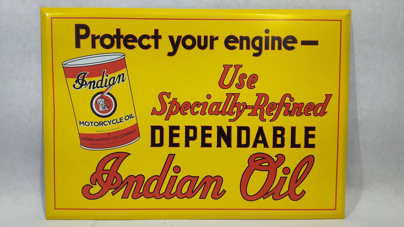American Art Works Indian Motorcycle Oil Advertising Sign (1 of 2)