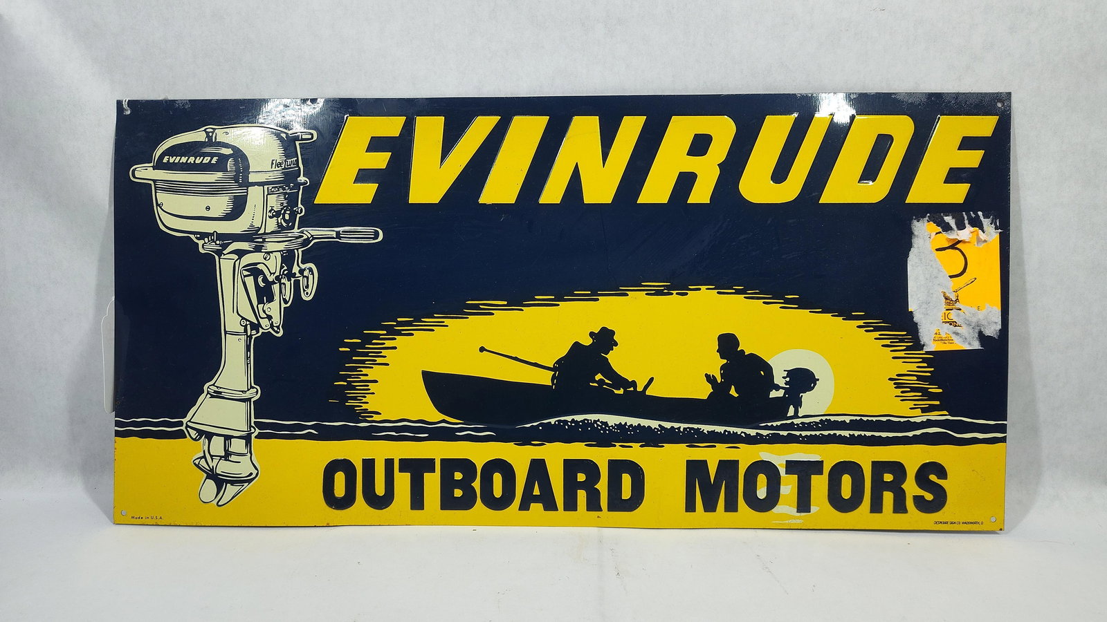 Desperate Sign Co. Embossed Tin Evinrude Outboard Motors Advertising Sign (1 of 5)