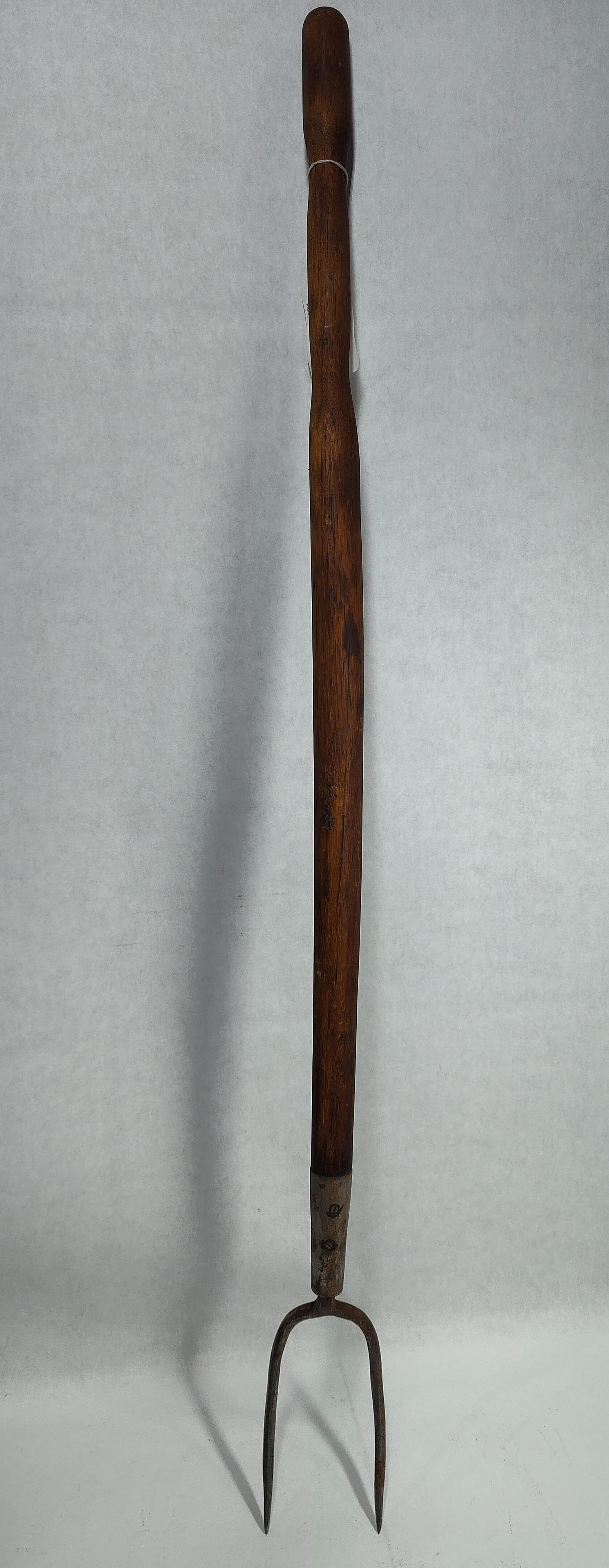 Antique Long-Handled Two-Tine Forged Metal Hay Fork (1 of 3)