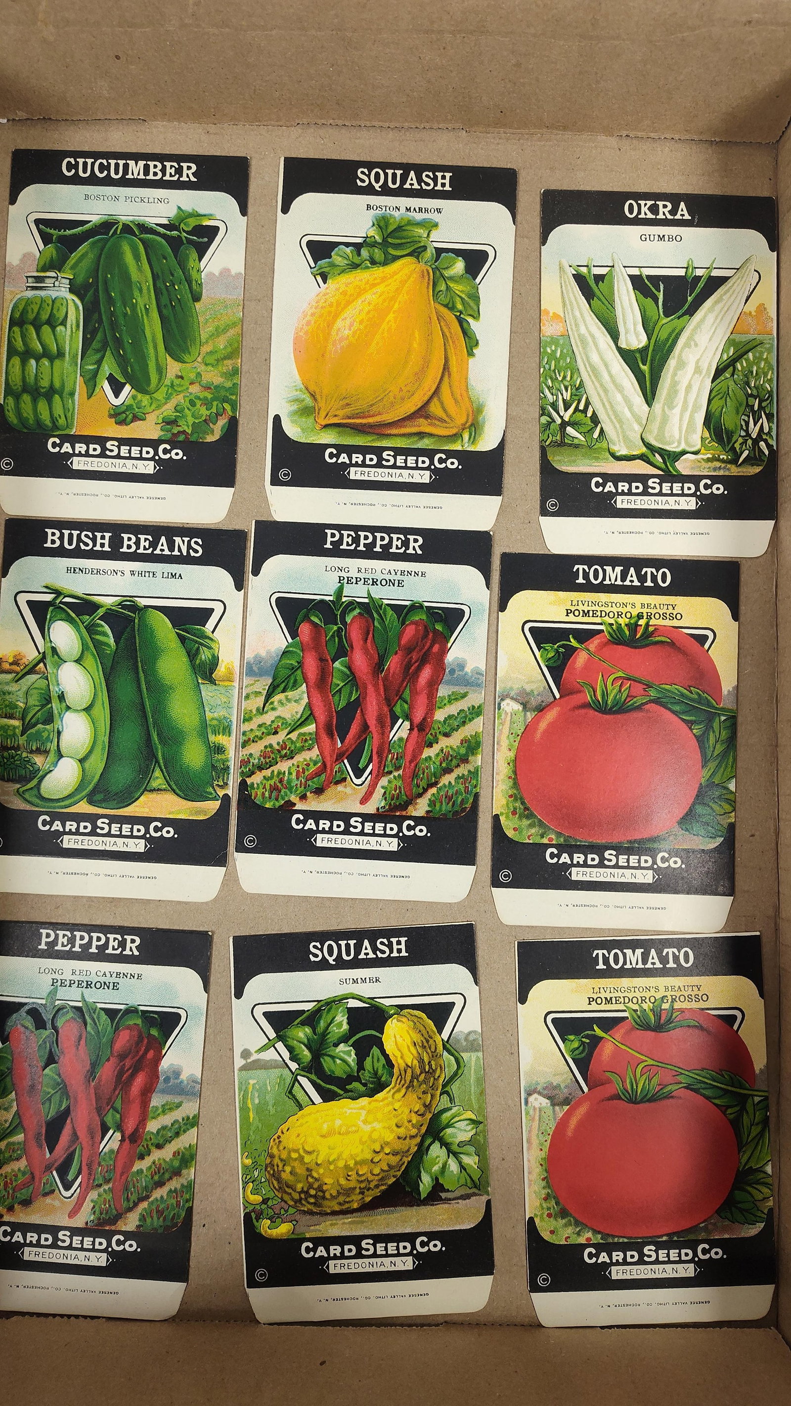 Set of NineCard Seed Co. Lithographed Vegetable Seed Packets (1 of 2)