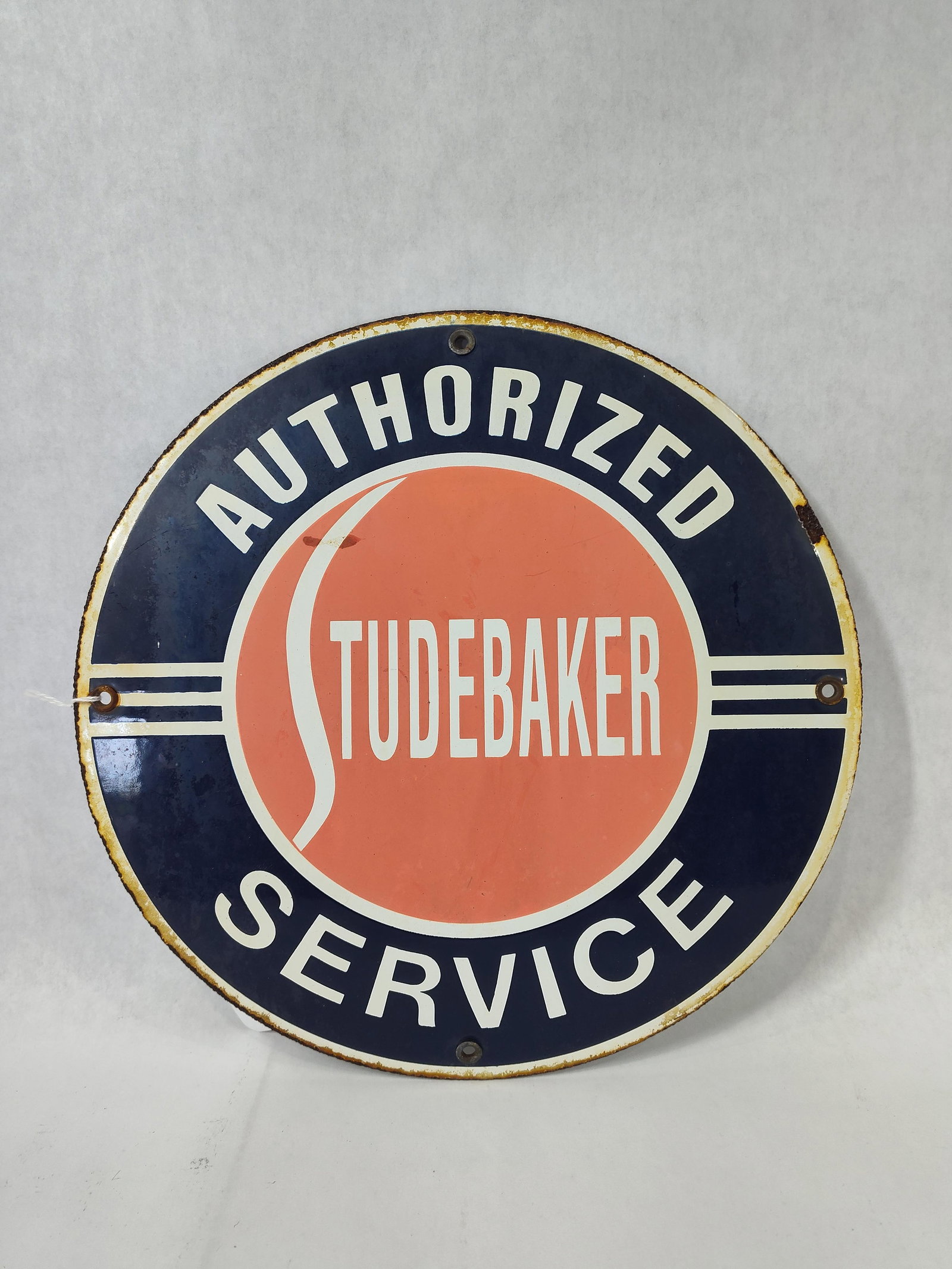 Studebaker Authorized Service Porcelain Enamel Advertising Sign (1 of 2)