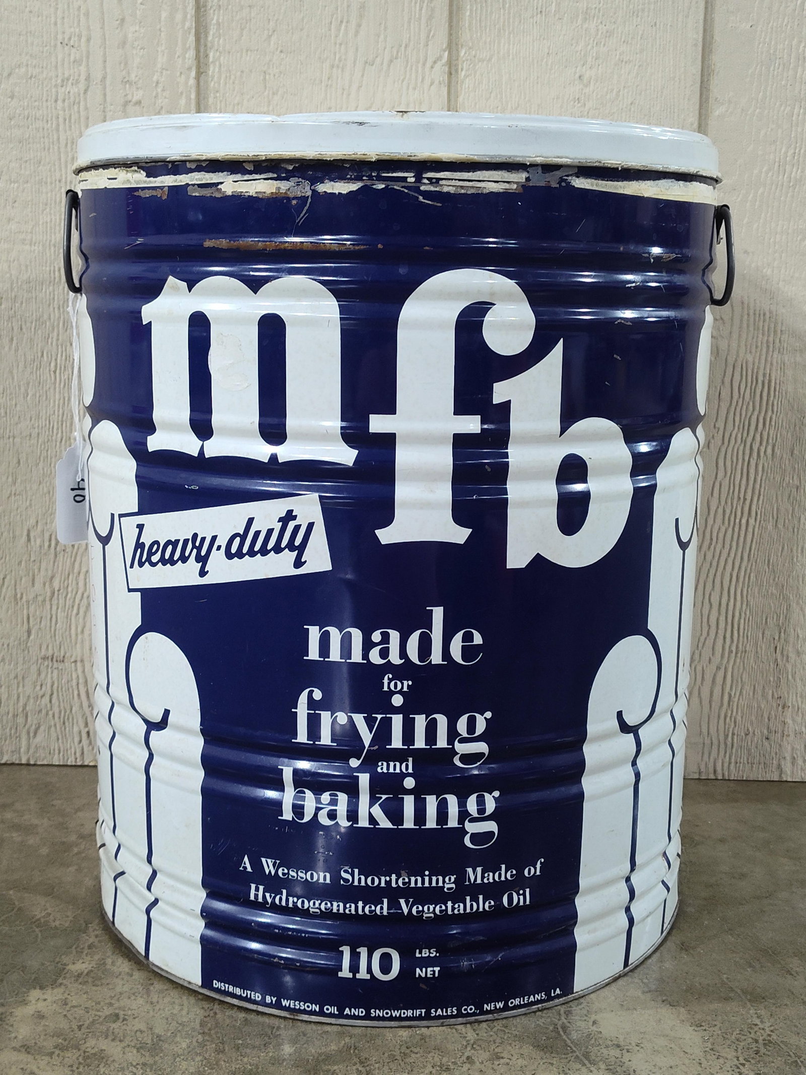 Large110 LBS mfb Wesson Shortening Lithographed Metal Drum (1 of 5)