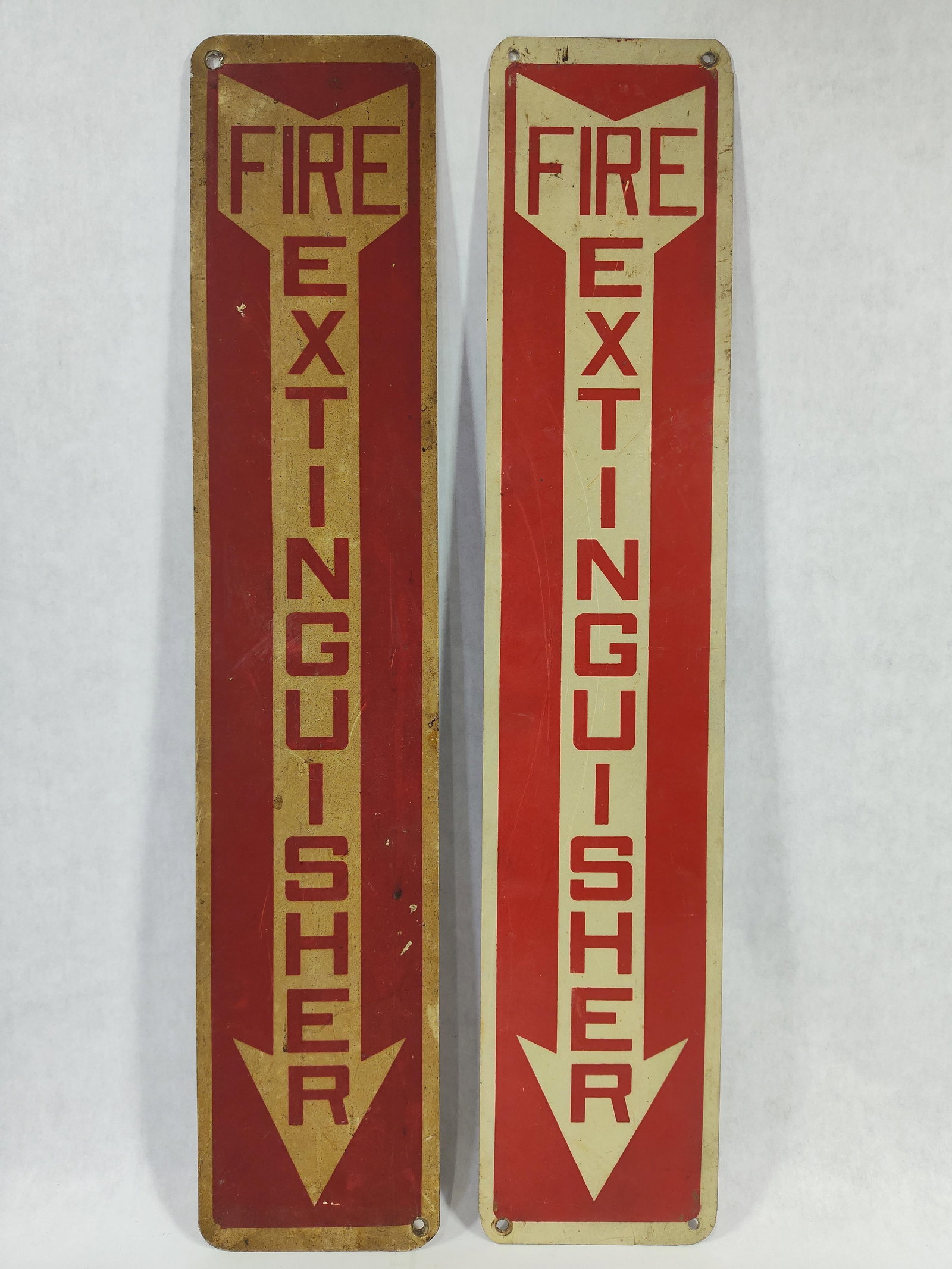 A Pair ofMetal Fire Extinguisher Directional Arrow Signs (1 of 2)