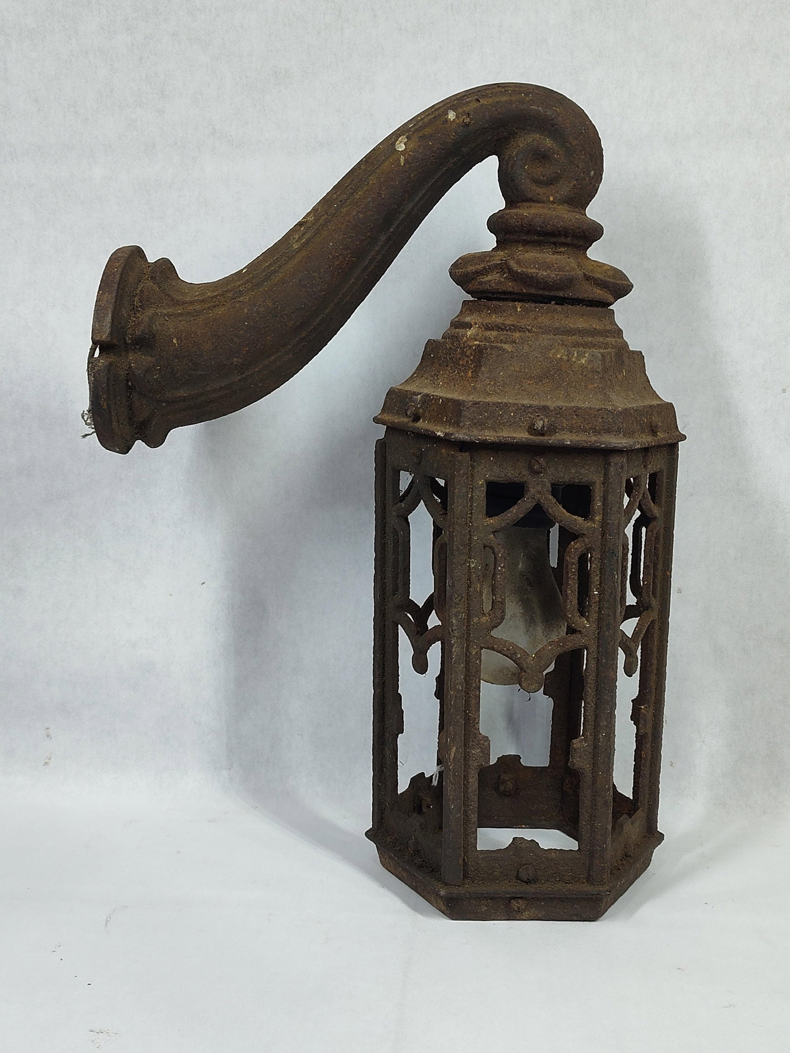 Antique Gothic Revival Cast Iron Architectural Wall Lantern Sconce (1 of 5)