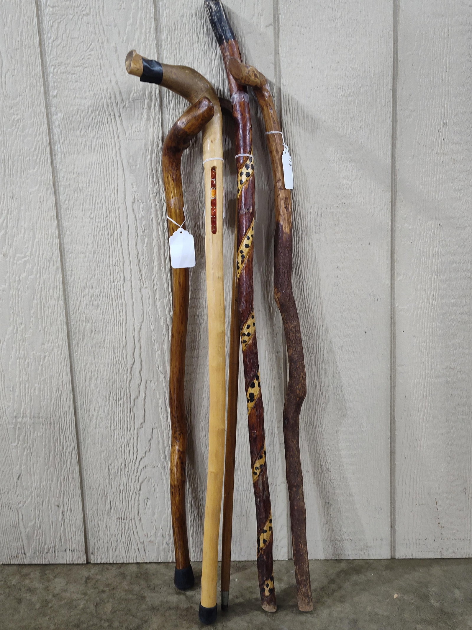 Five Assorted Folk Art and Natural Wood Walking Sticks and Canes (1 of 7)