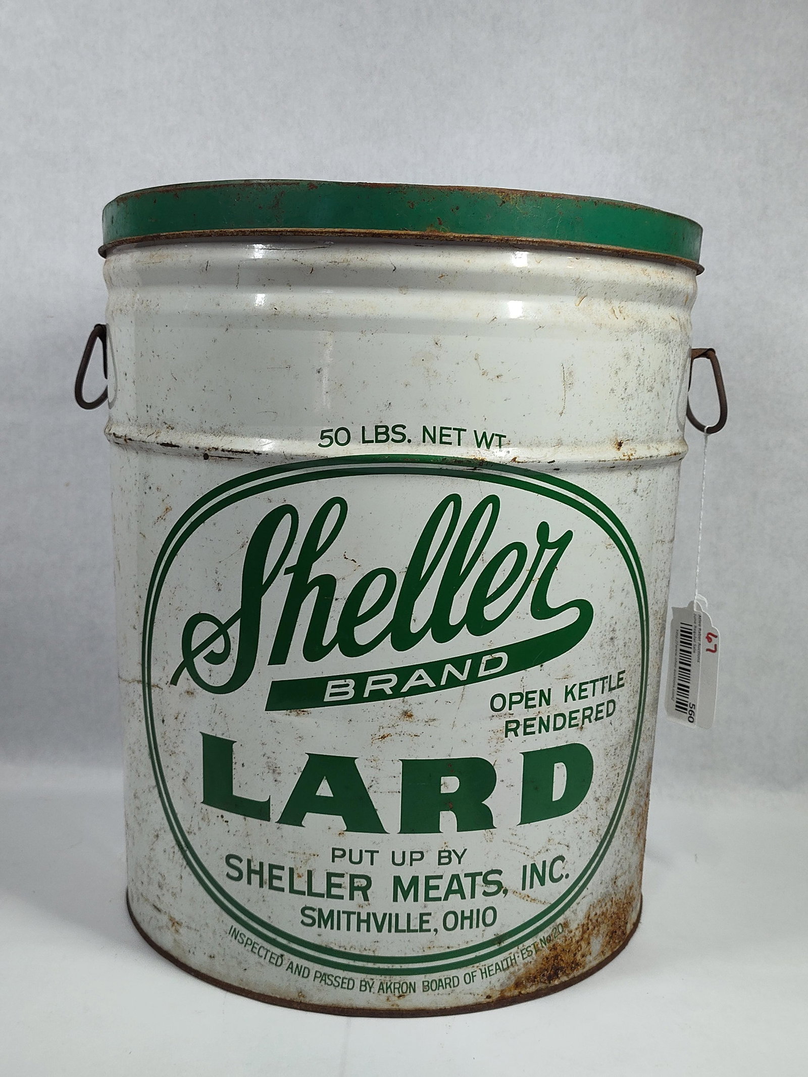 Sheller Meats 50 Pound Lithographed Lard Tin Smithville Ohio (1 of 3)