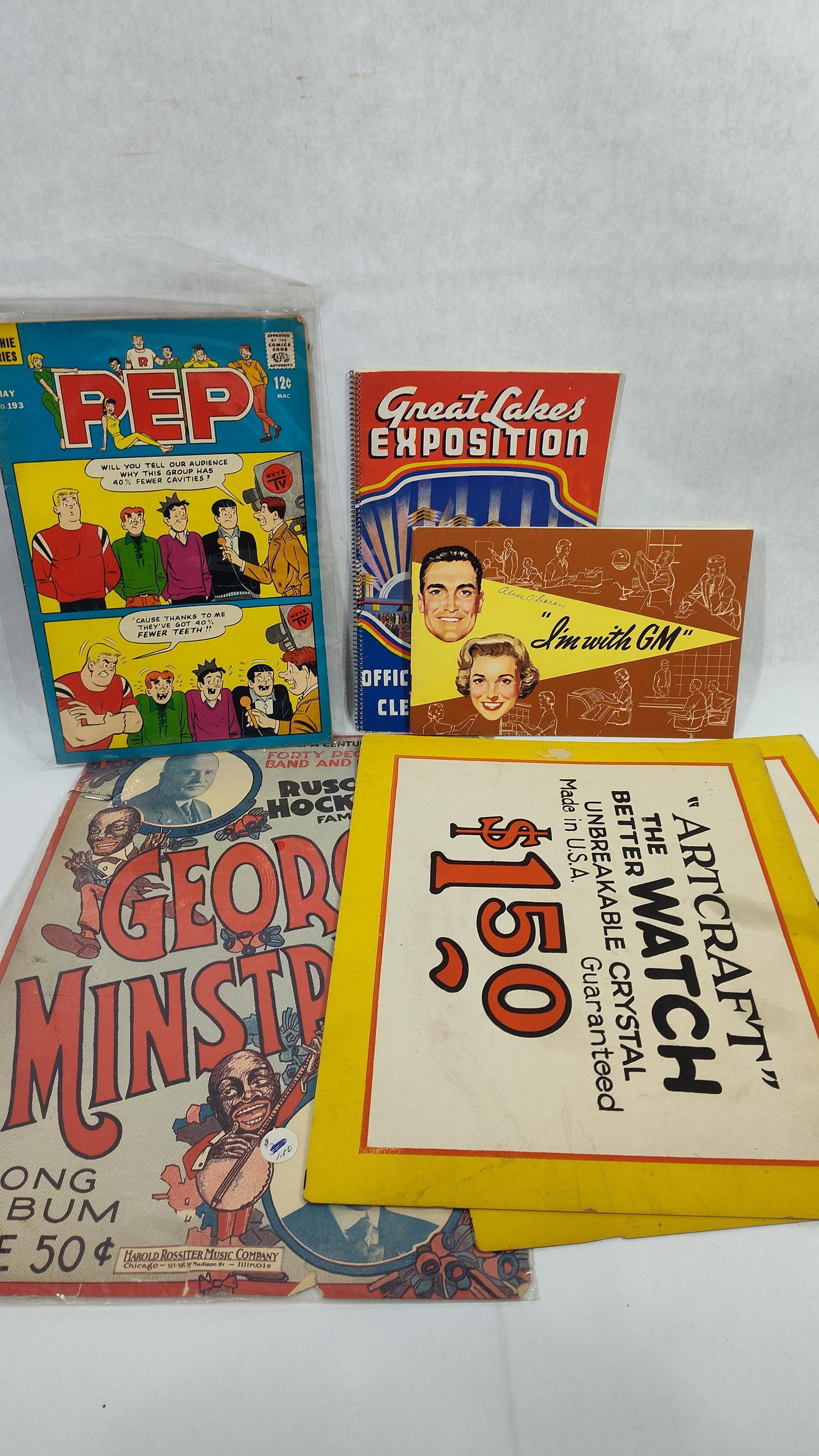 American Paper Ephemera including Pep Comics No. 193 and 1936 Great Lakes Guide (1 of 7)