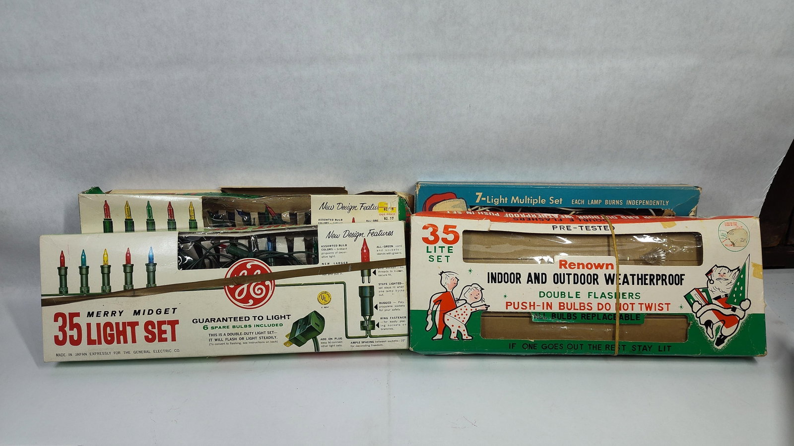 An Assortment ofChristmas Light Sets in Original Boxes: This collection consists of severalmid-century Christmas light sets in their original retail packaging. Included are sets from brands such as General Electric, Westminster, Renown, and Woolworth?s. Th