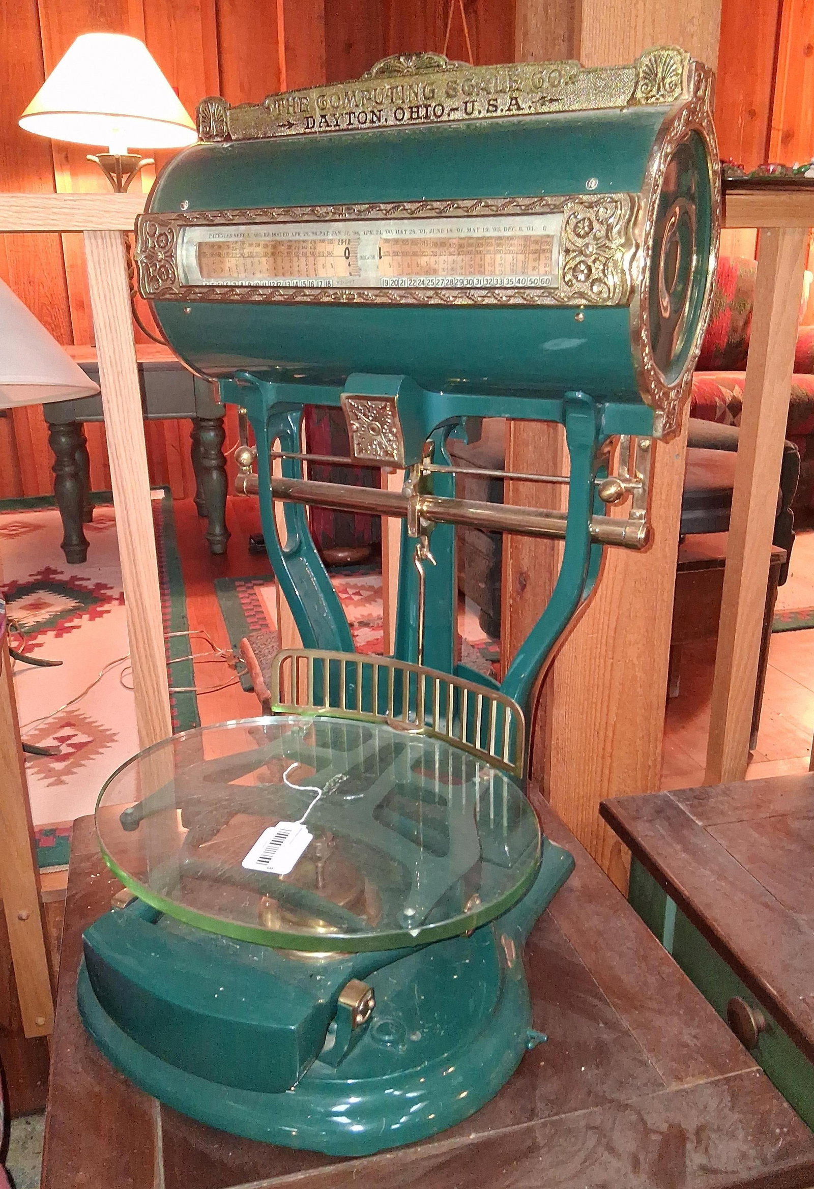 Dayton Style 146 Drum Computing Scale: 19 w x 32, Beautifully restored. This is an ornate Style 146 cylinder-style grocery computing scale manufactured by The Computing Scale Company of Dayton, Ohio. The unit features a cast iron body