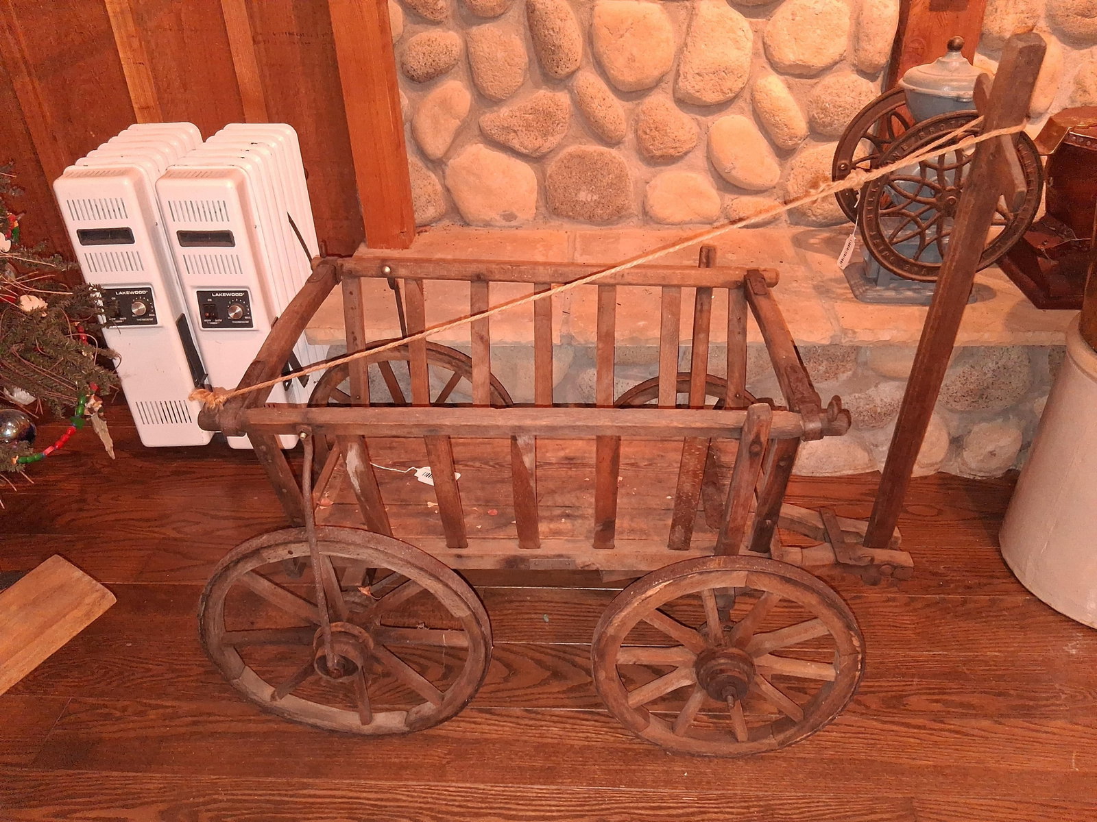 Primitive Wooden Goat Cart w/ Spoke Wheels (1 of 6)