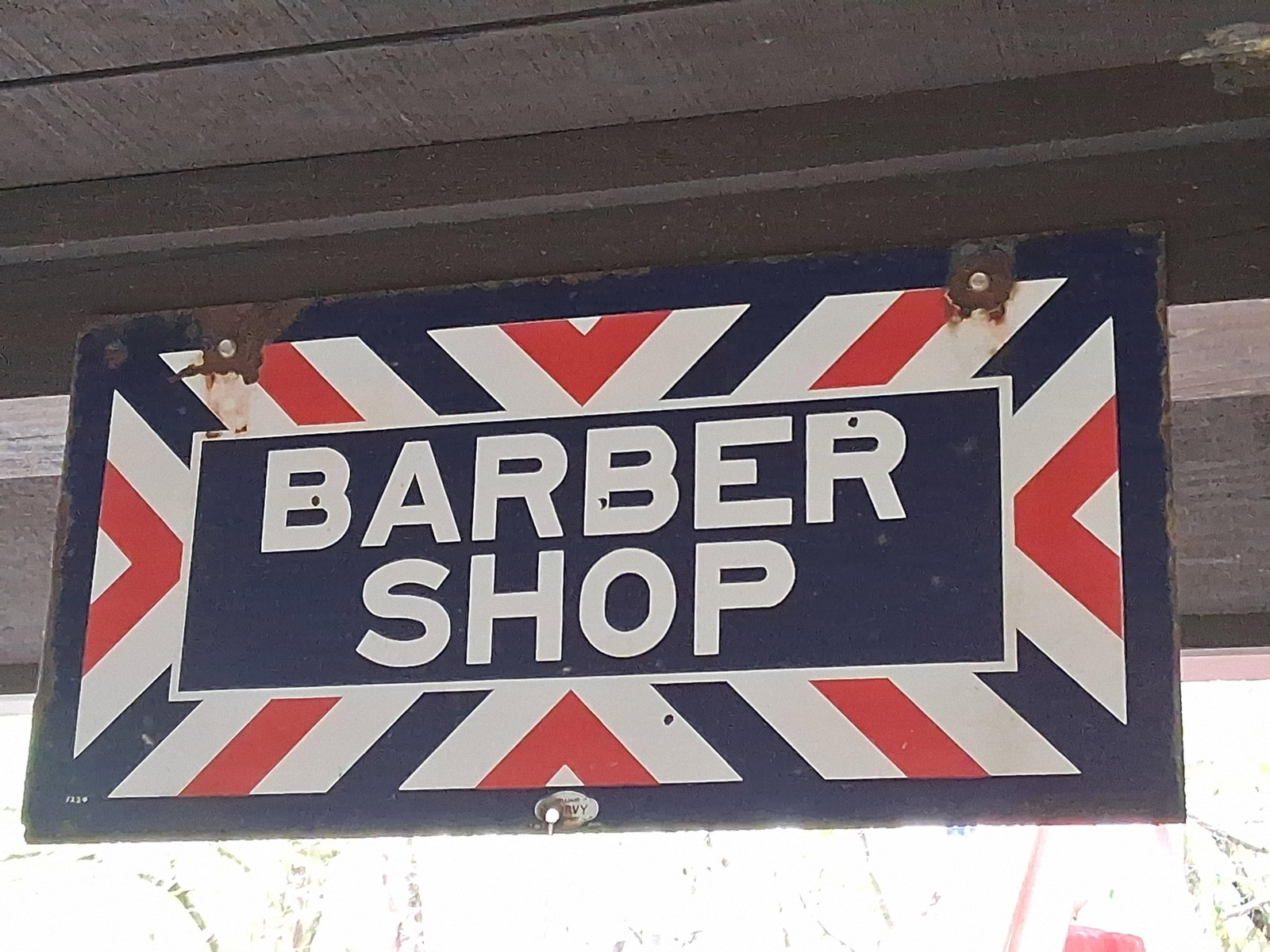 Vtg William Marvy Company Porc. Enamel Barber Sign (1 of 5)