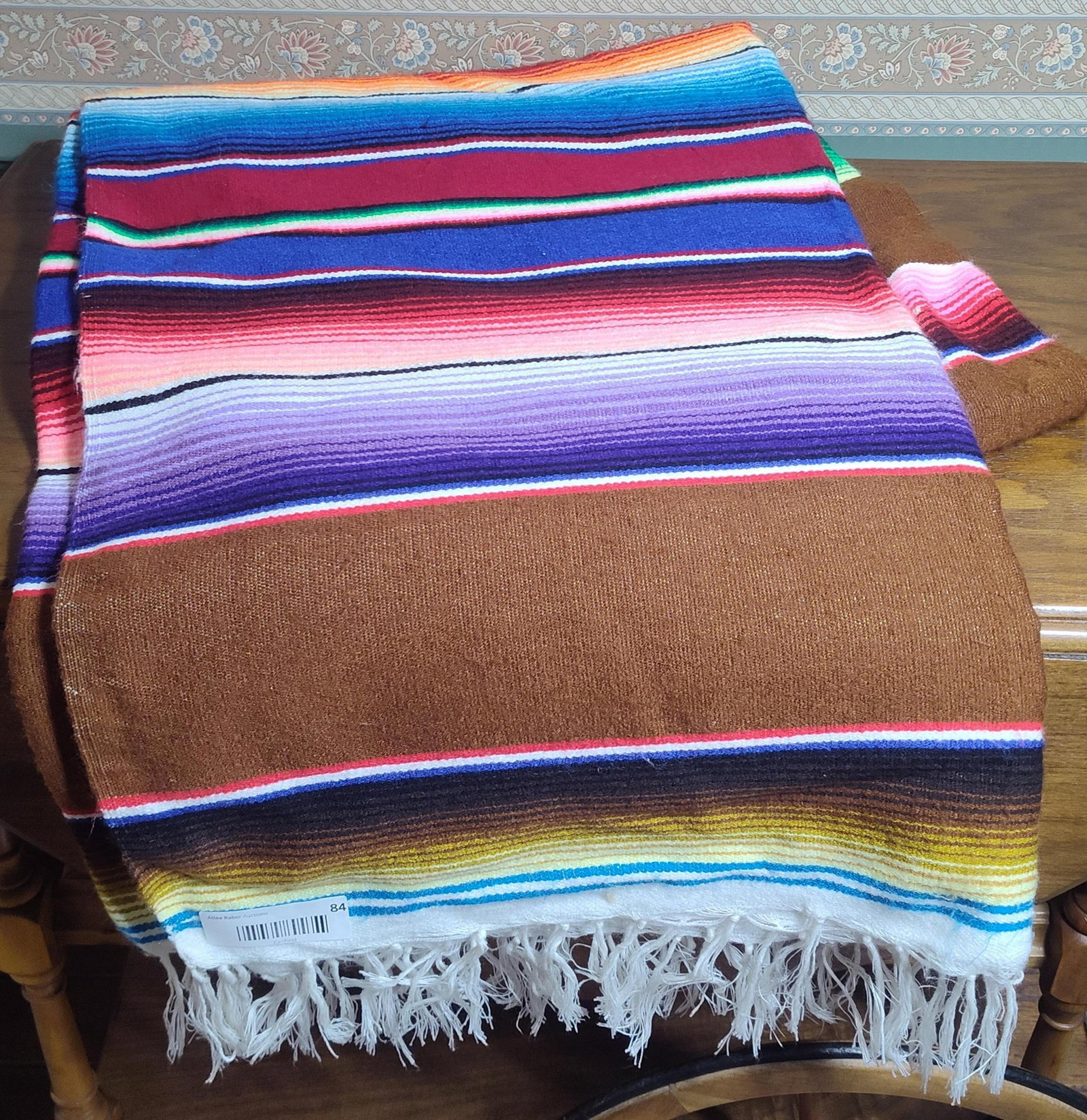 Mexican Saltillo Style Woven Serape Blanket (1 of 3)