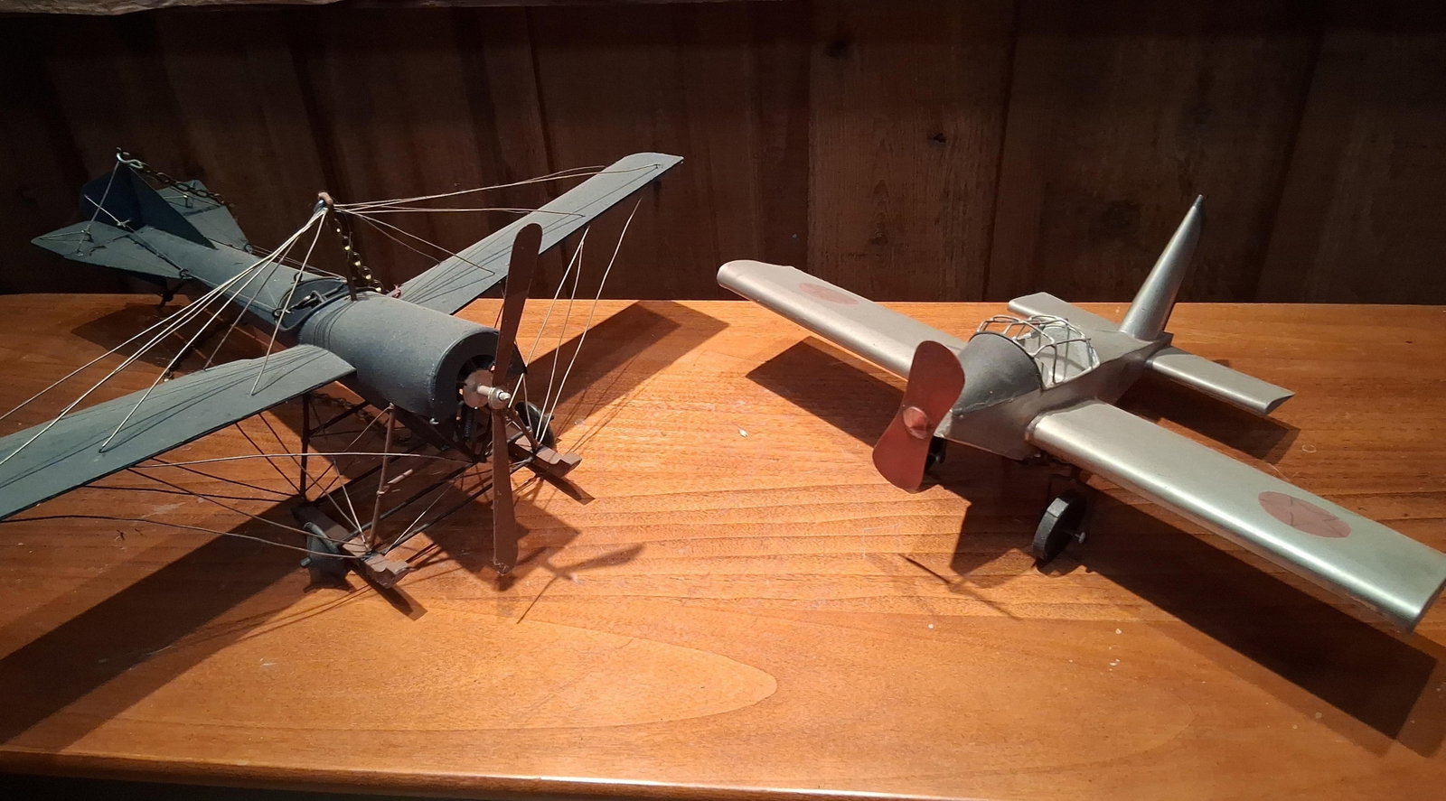 Pair Folk Art Metal Model Airplanes (1 of 11)