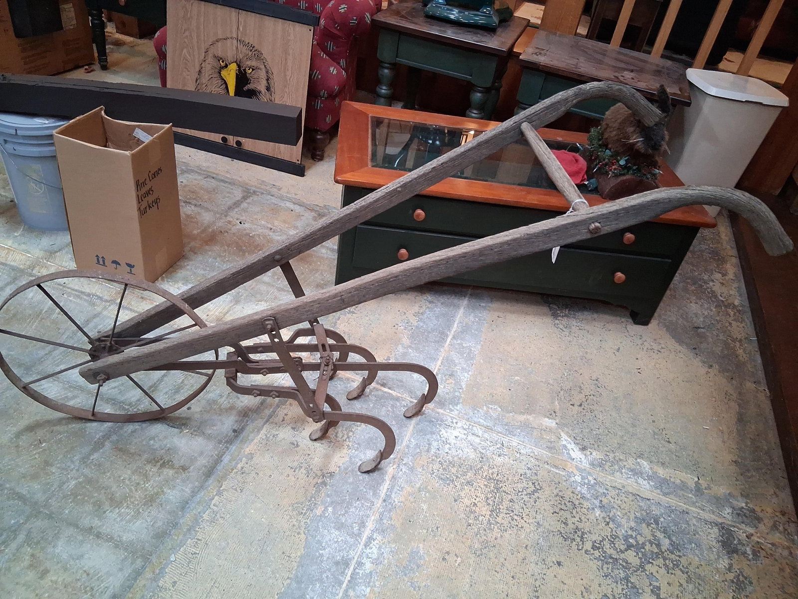 Planet Jr. Style Wood & Iron 5-Tine Cultivator (1 of 4)