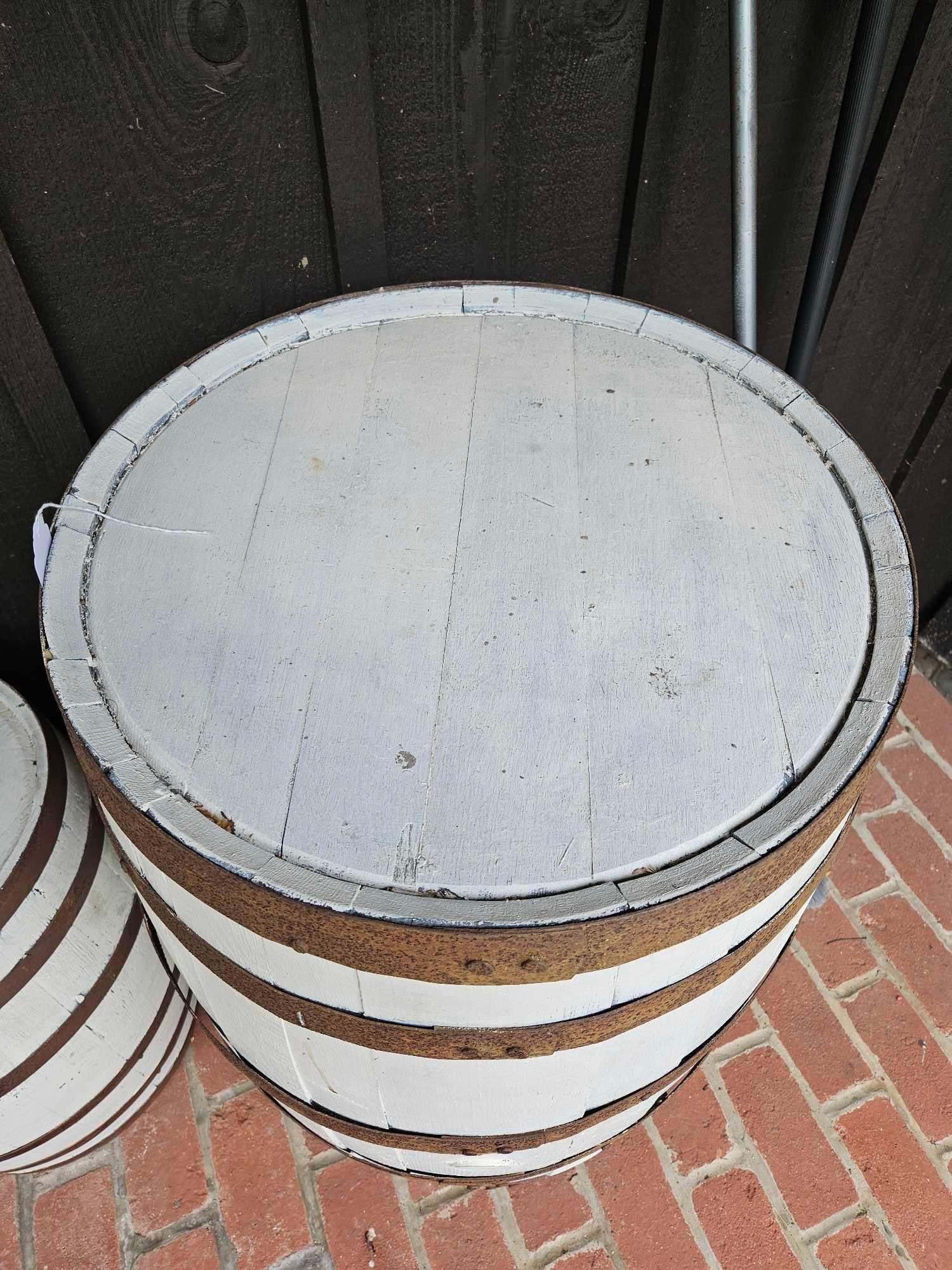 White Painted Oak Whiskey Barrel - 2
