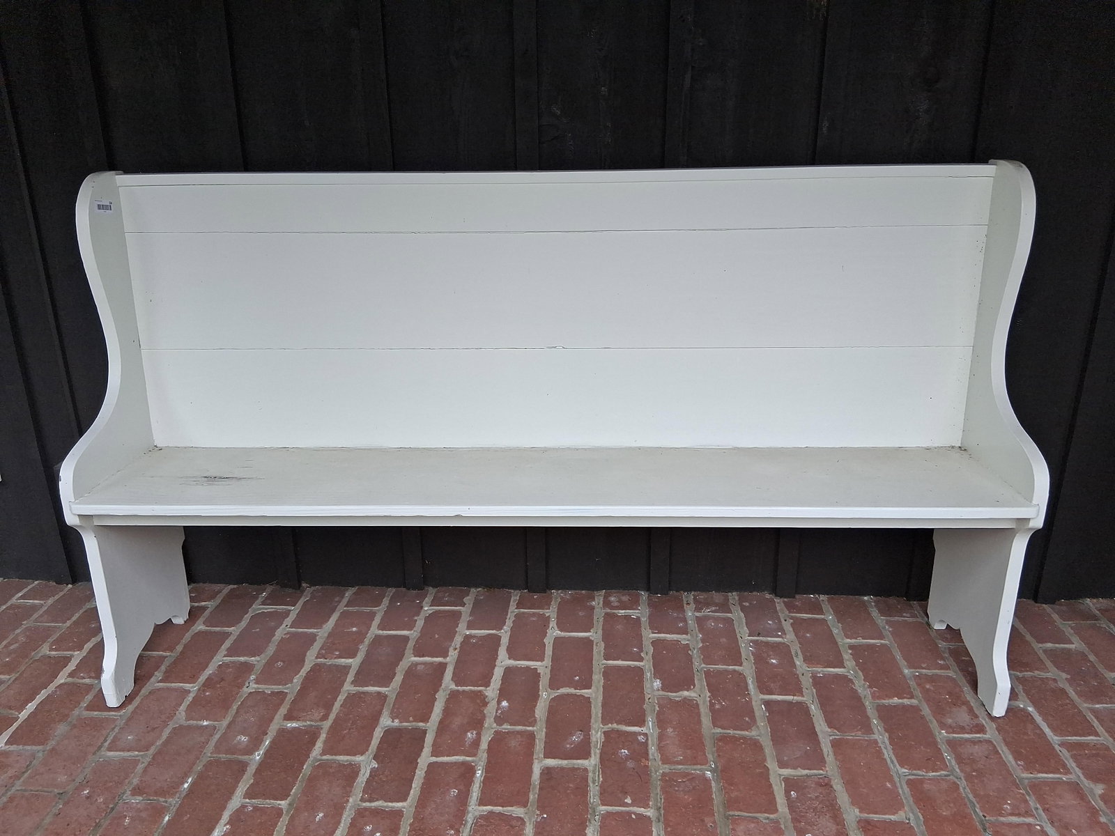 Farmhouse White Painted High Back Settle Bench (1 of 3)