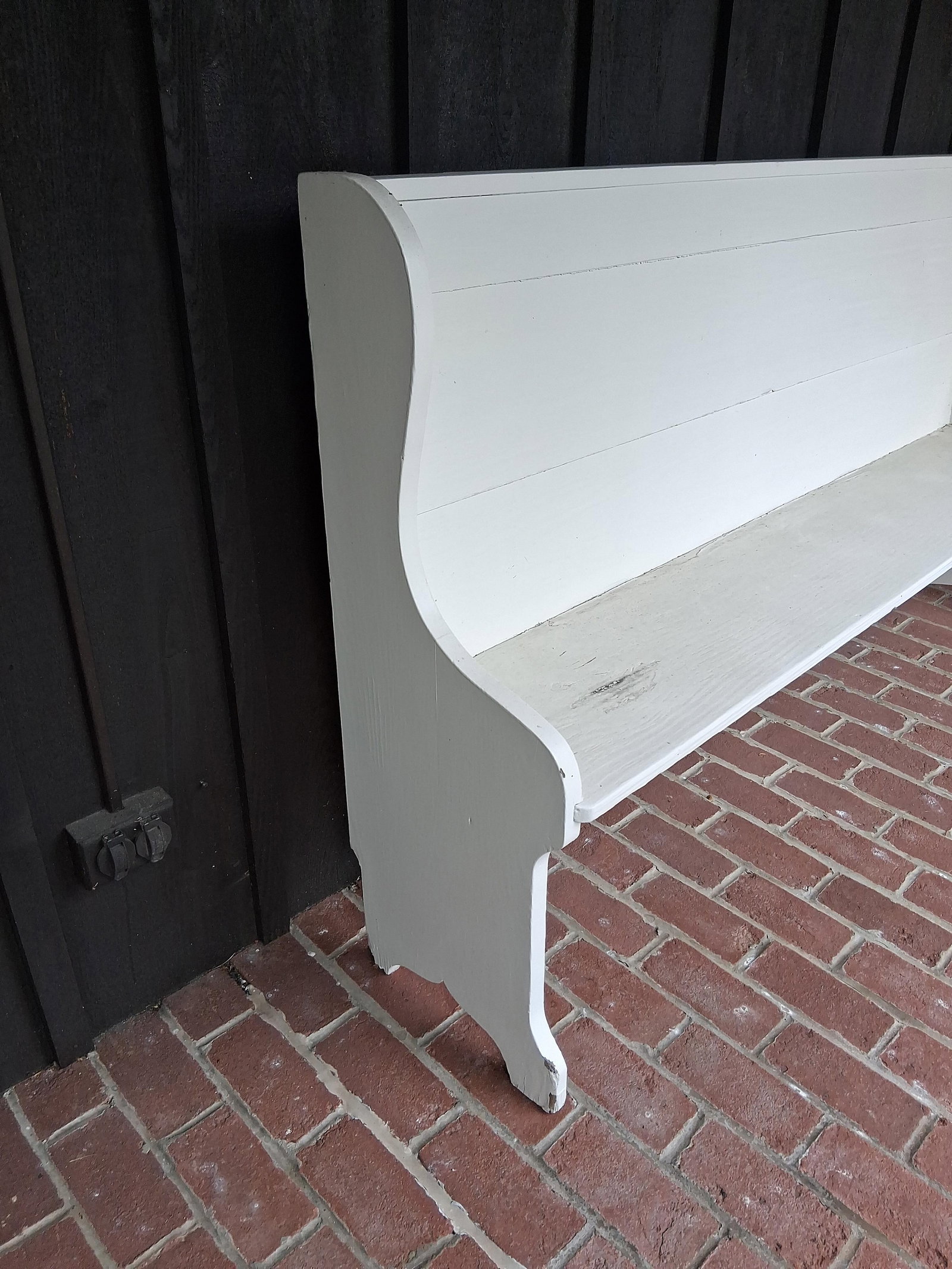 Farmhouse White Painted High Back Settle Bench - 3