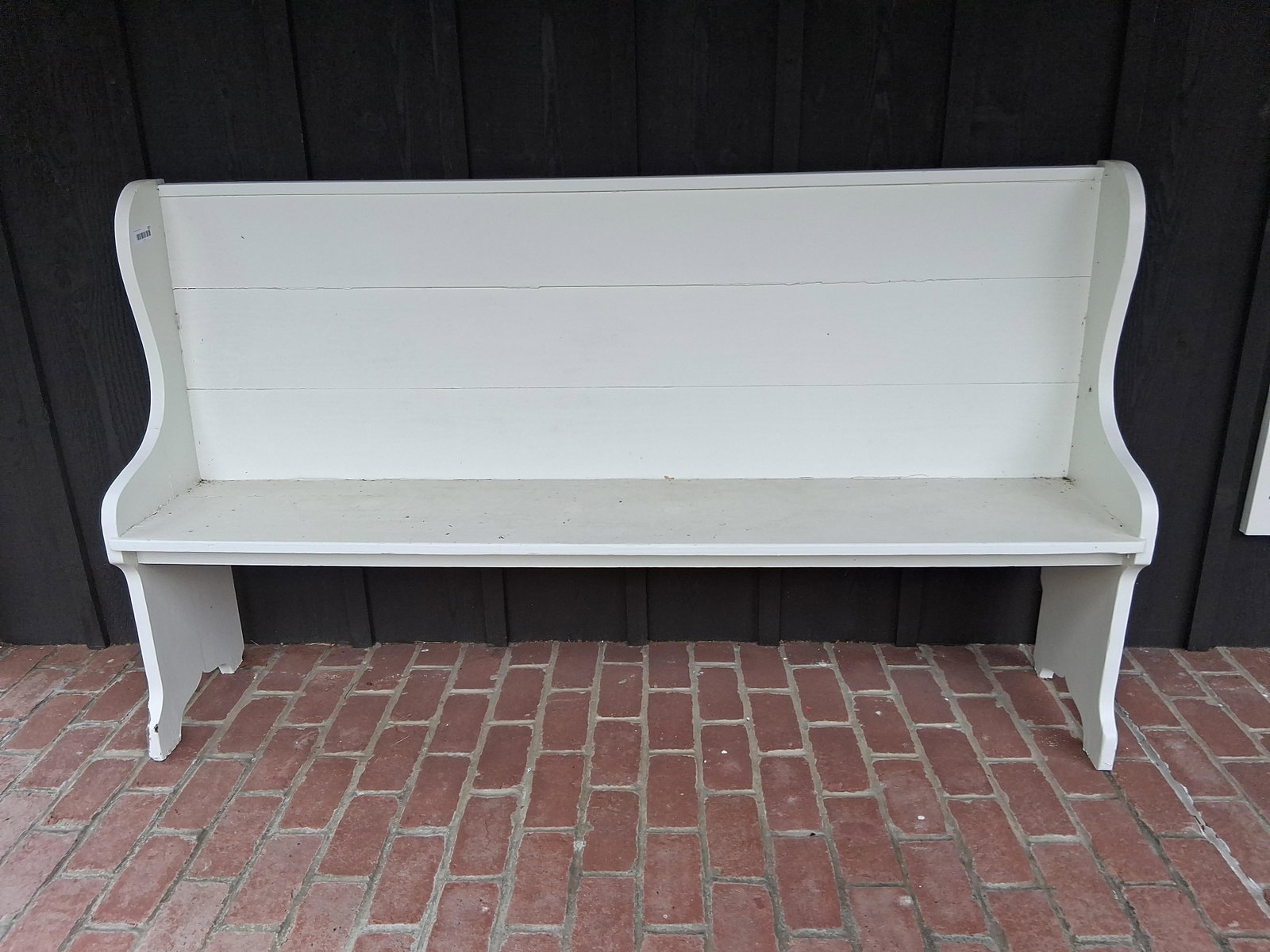 Painted Wooden Farmhouse High Back Settle Bench (1 of 3)
