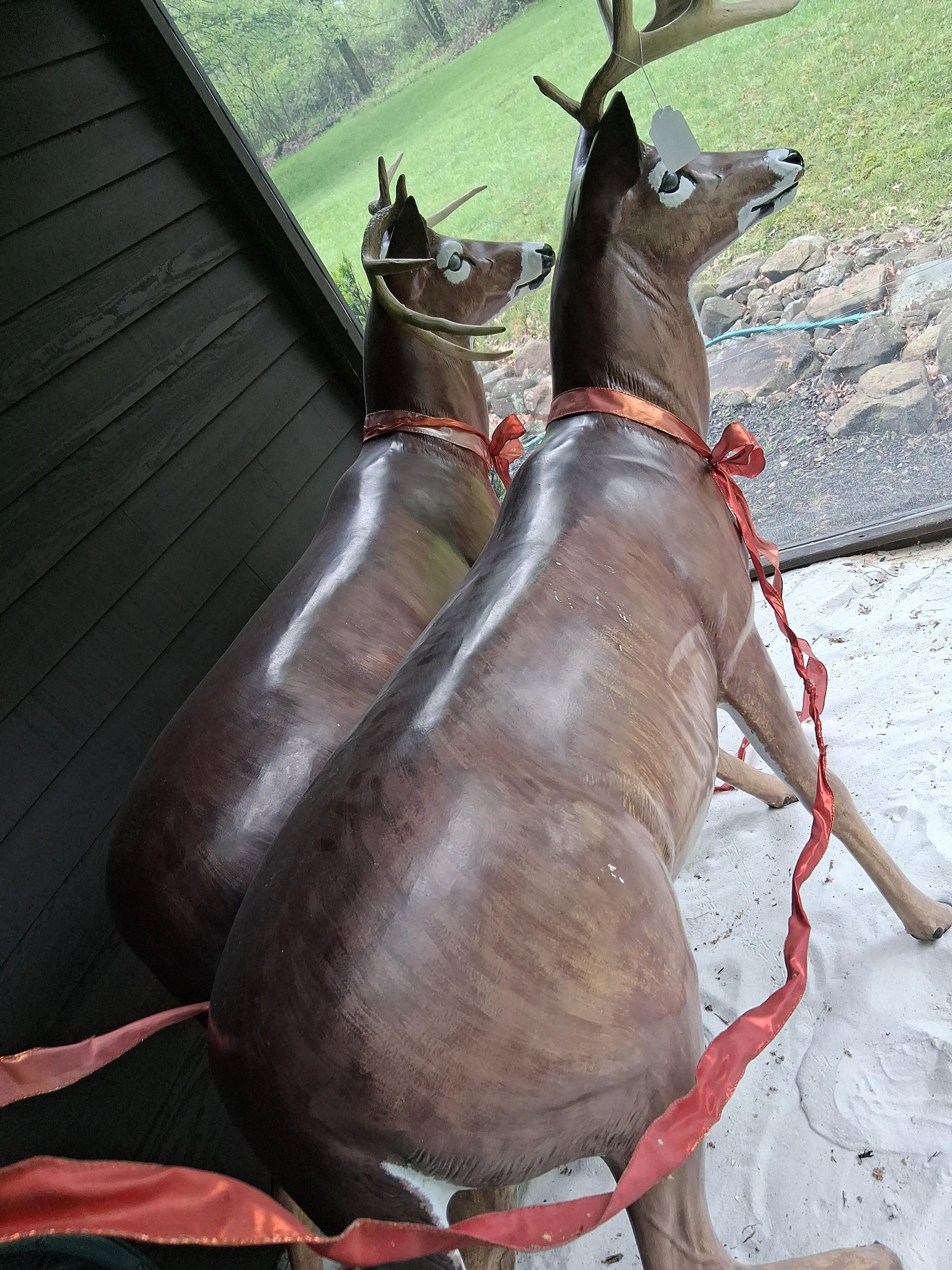 Pair White-Tailed Deer Buck Statues - 3