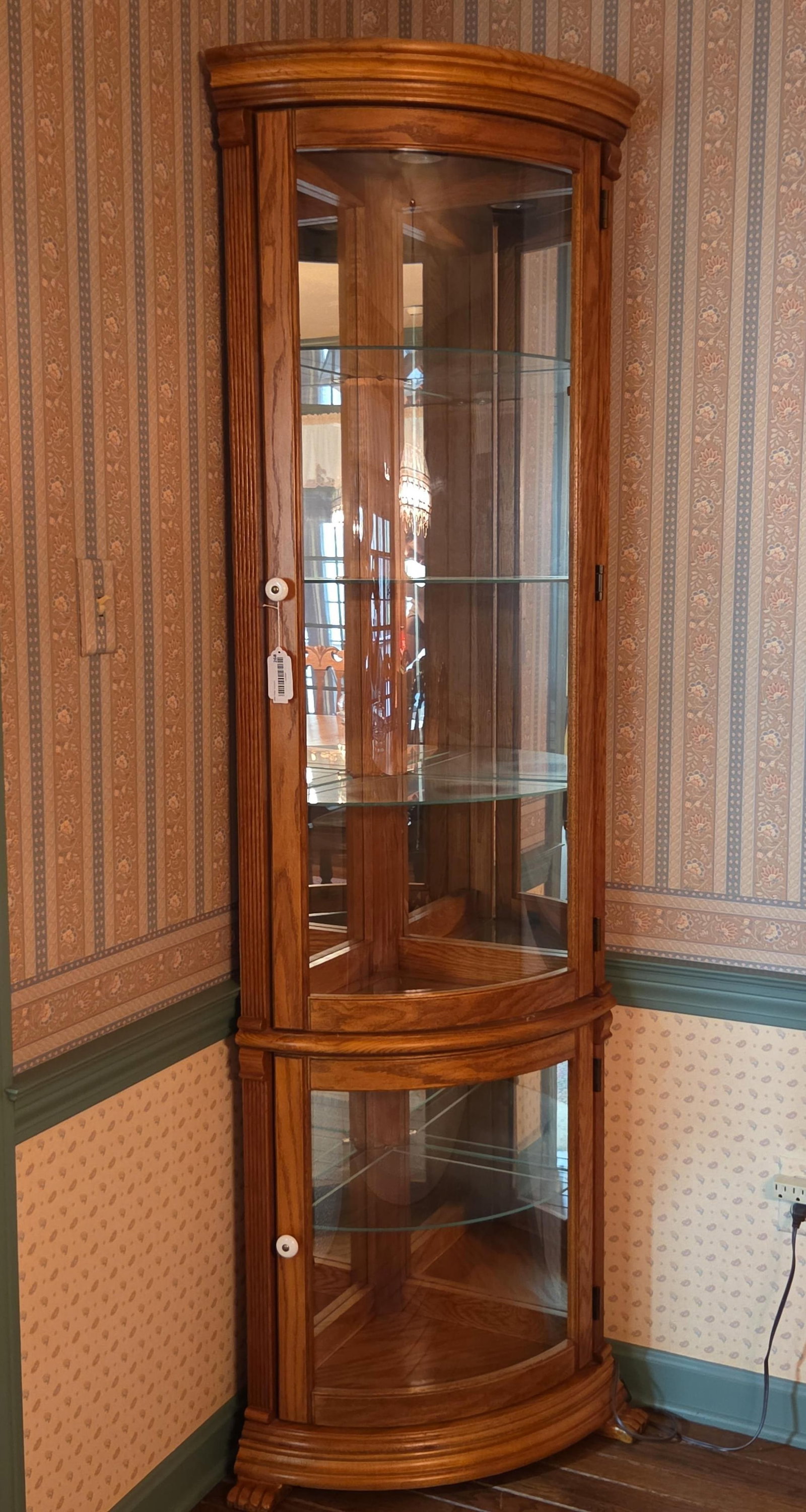 Attributed to Pulaski Oak Corner Curio Cabinet (1 of 6)