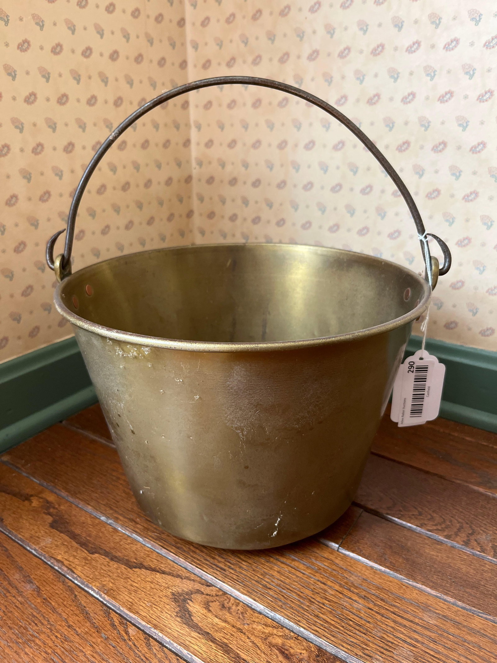 Hand Hammered Brass Bucket w/ Wrought Iron Handle (1 of 4)