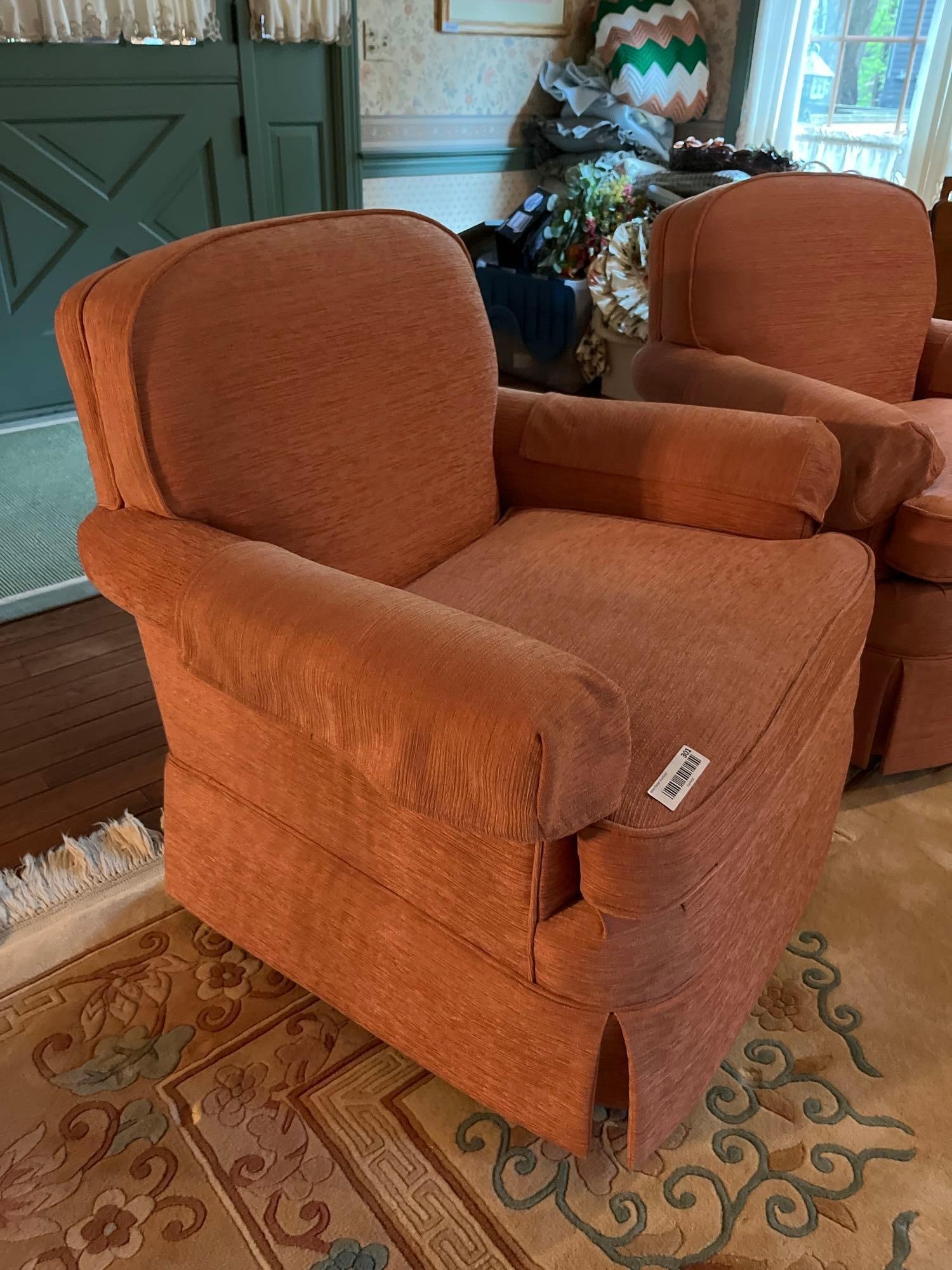 Pair Sherrill Attributed Upholstered Lounge Chairs - 2