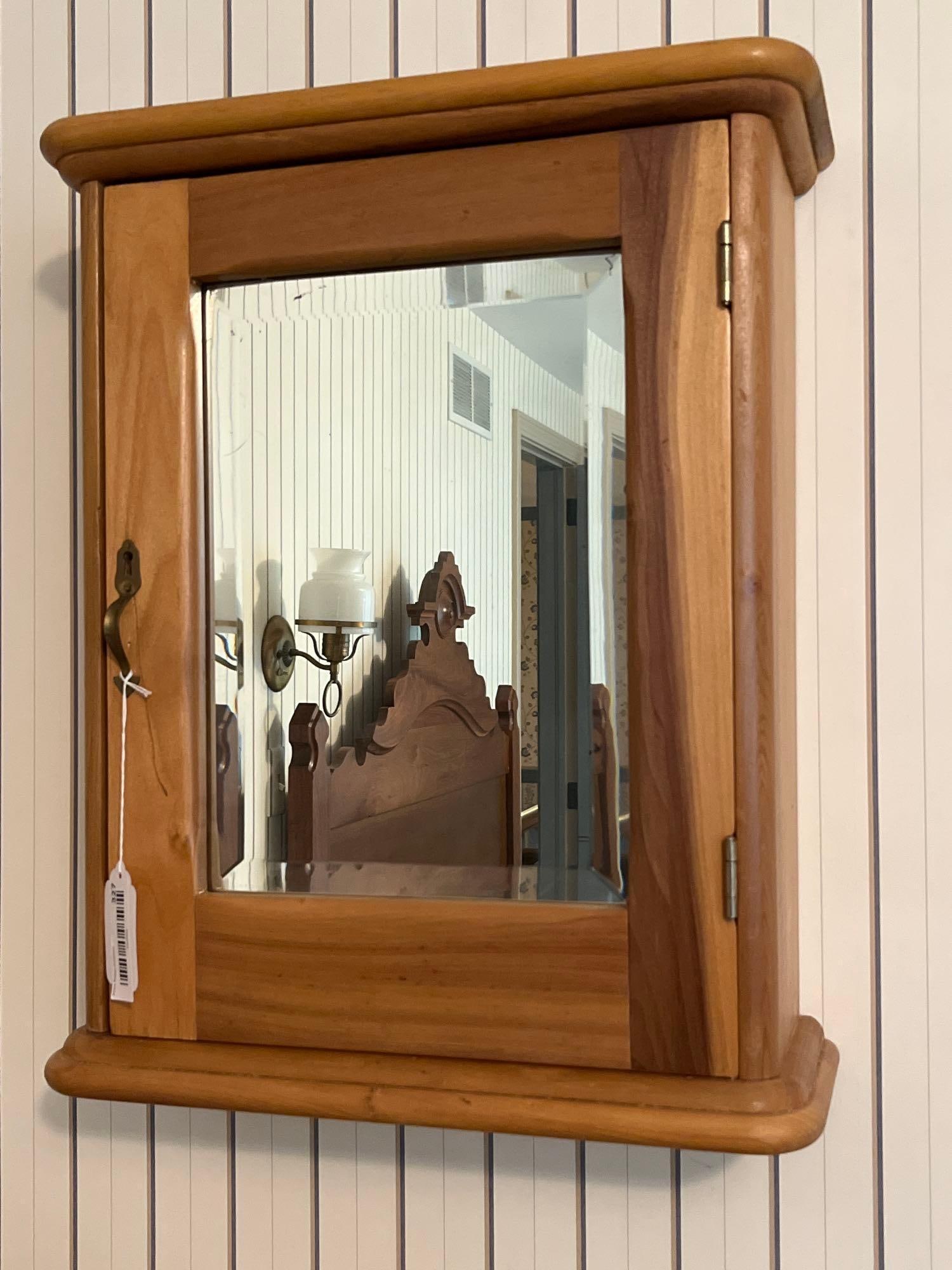 Wall-Mount Beveled Mirror Wood Medicine Cabinet (1 of 3)