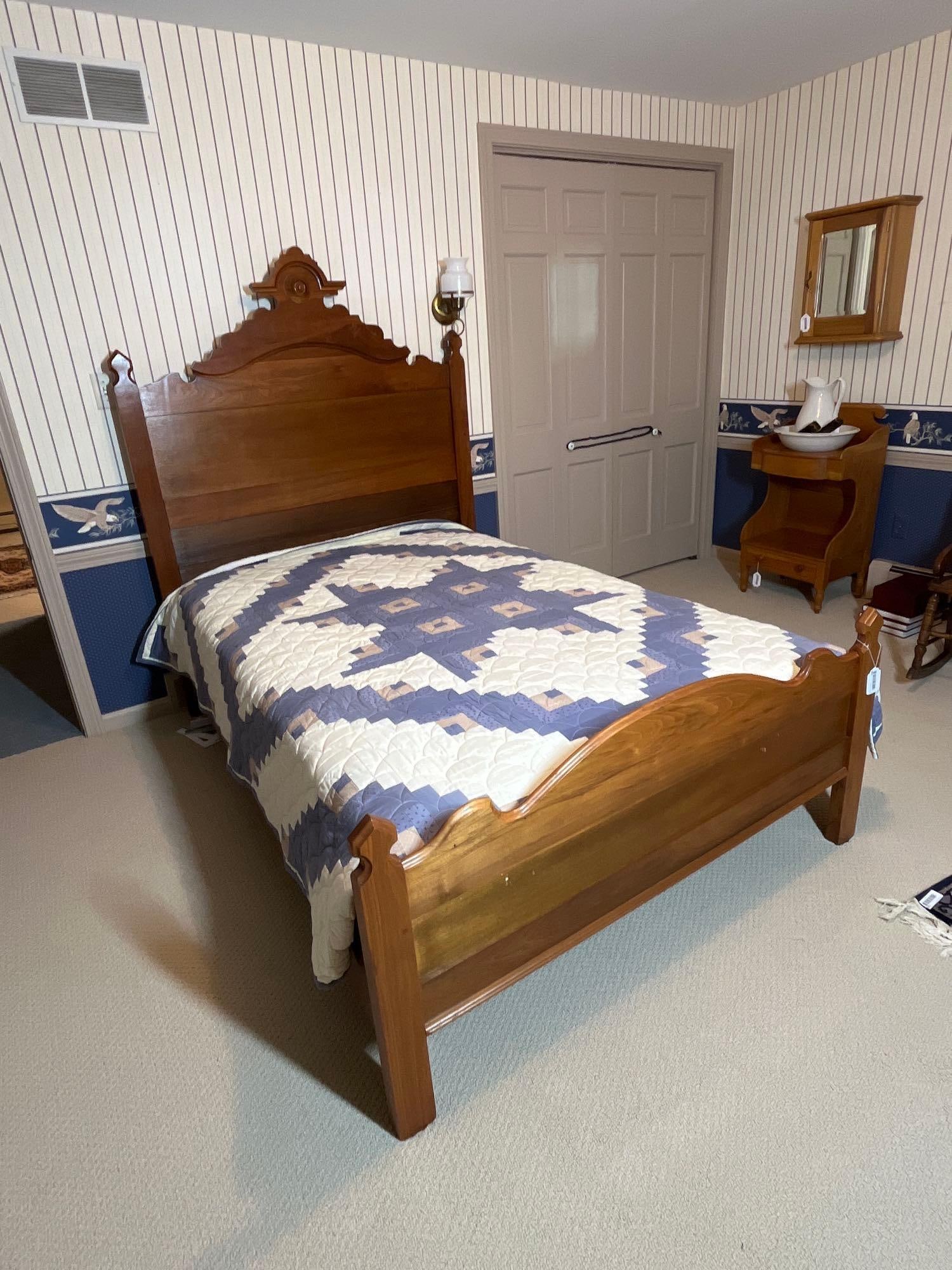 Late 19th C. American Eastlake Cherry Bedstead (1 of 4)