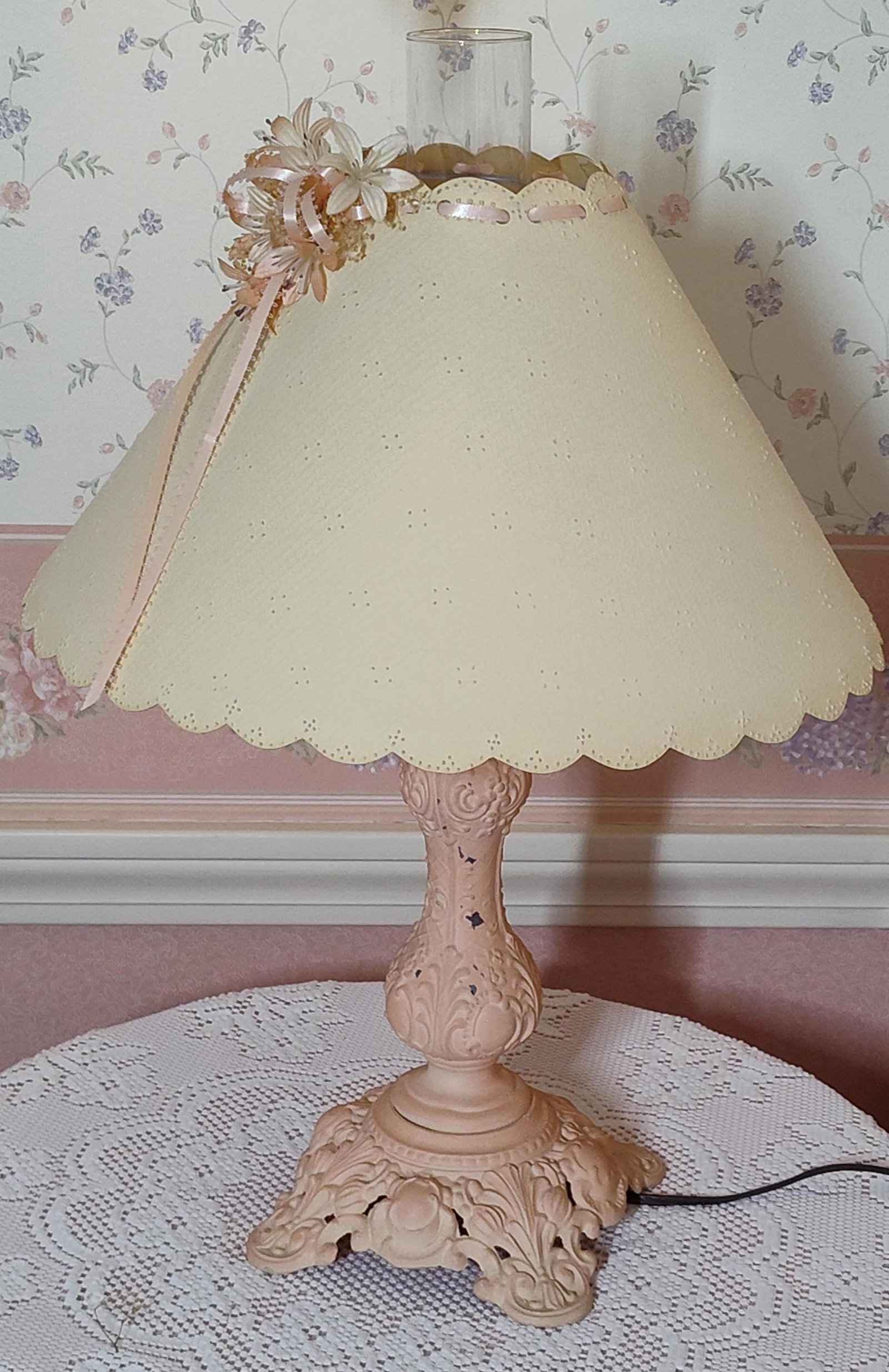 Victorian Revival Cast Metal Lamp w/ Pierced Shade (1 of 5)