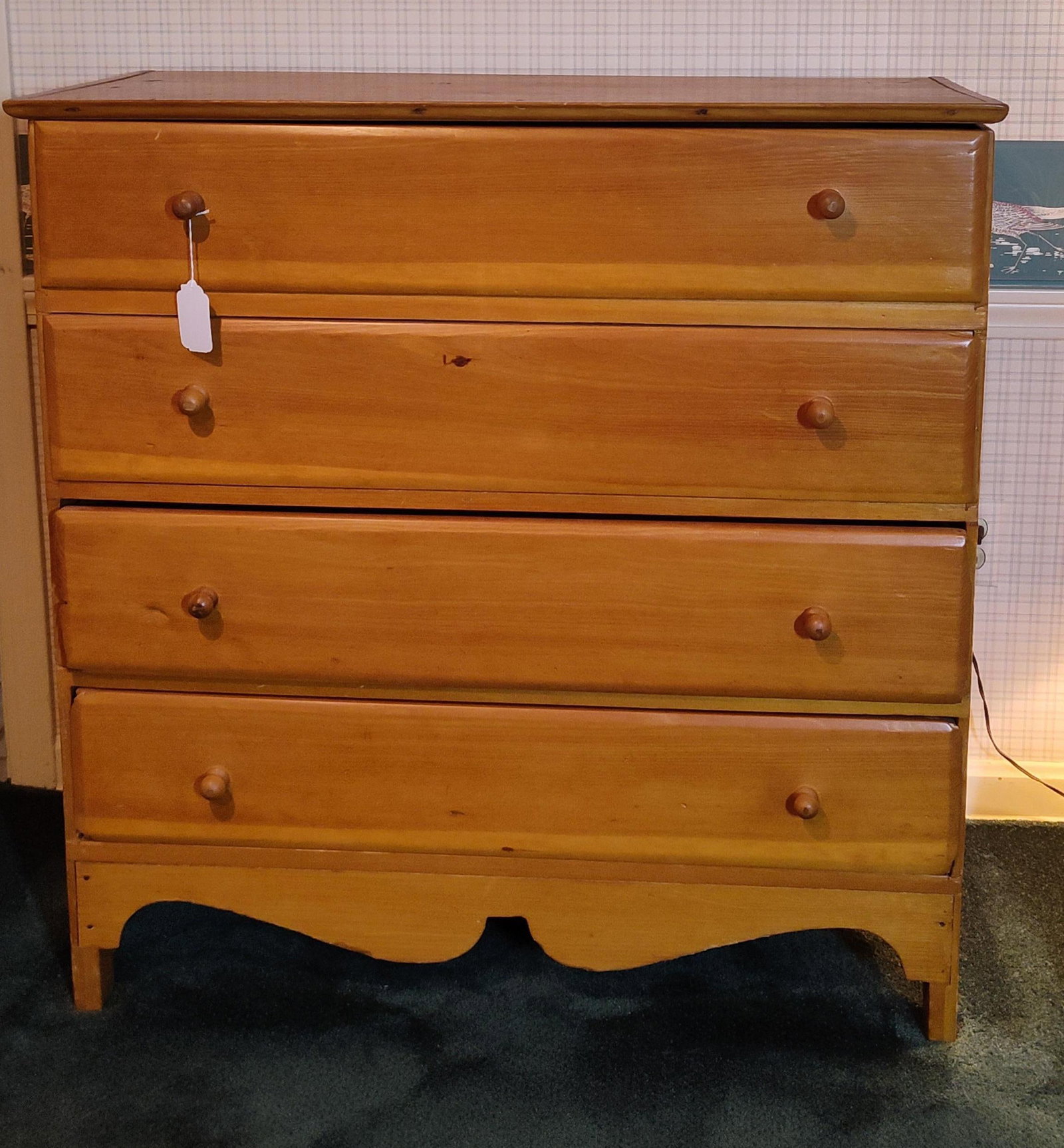 American Country Pine Lift-Top Mule Chest: 37x 18x 38. This American country-style lift-top mule chest is constructed of solid pine with a warm amber-toned finish. The upper section features a deep storage well accessible via a hinged top,