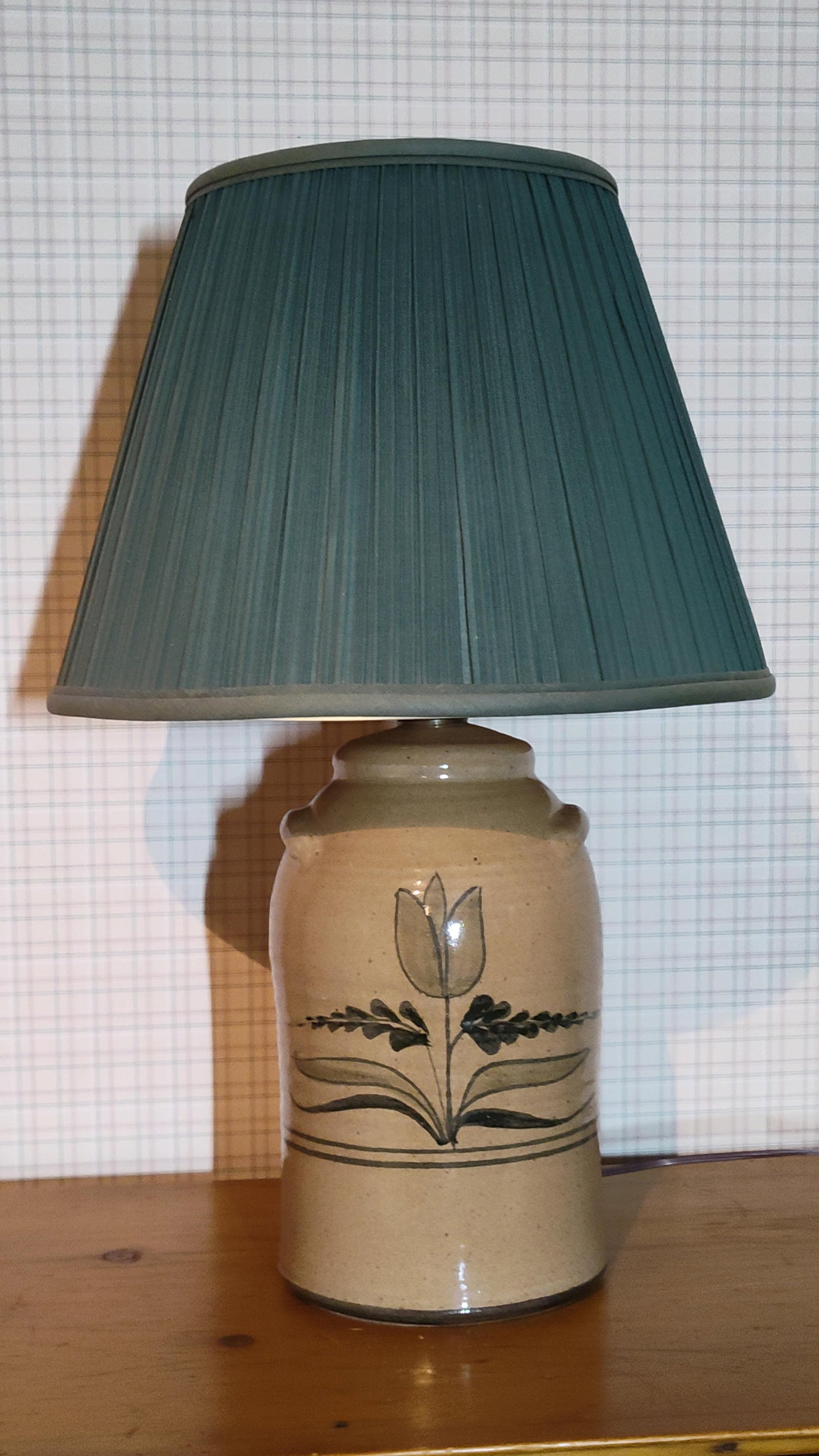 Stoneware Jar Table Lamp w/ Folk Art Floral (1 of 5)