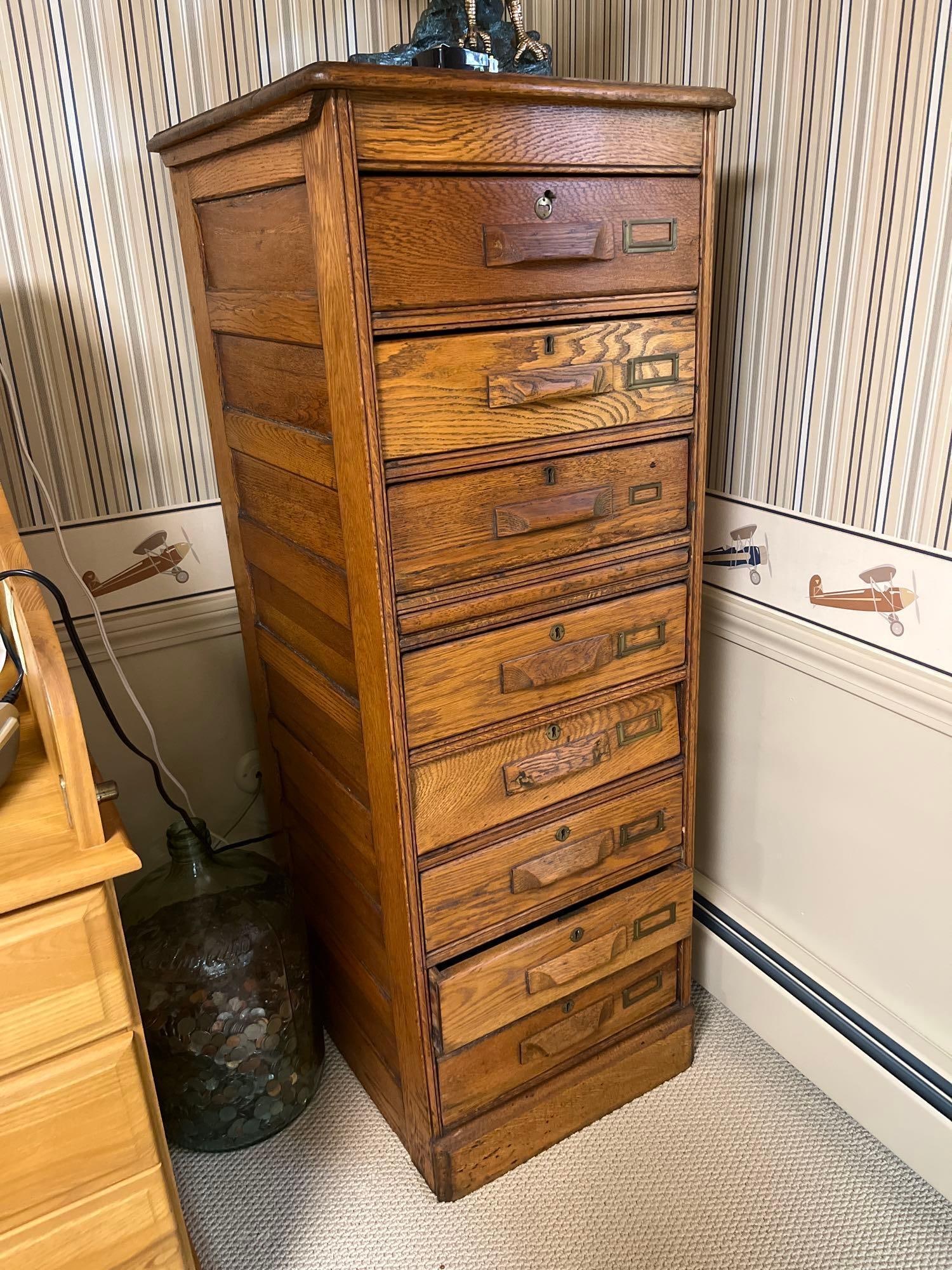 American Quarter-Sawn Oak 8-Drawer File Chest (1 of 4)