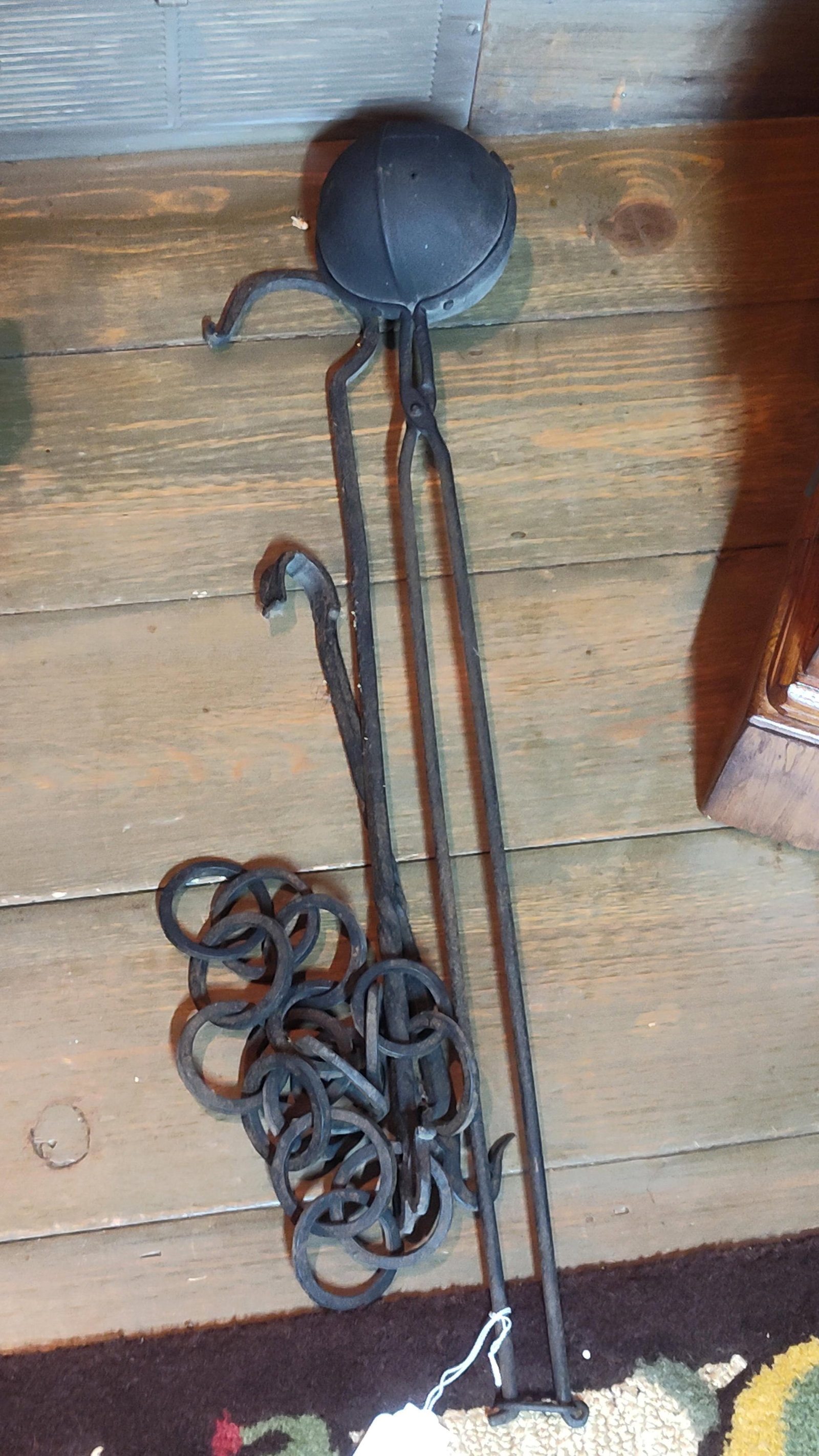 Antique American Wrought Iron Tongs & Pot Trammel (1 of 4)