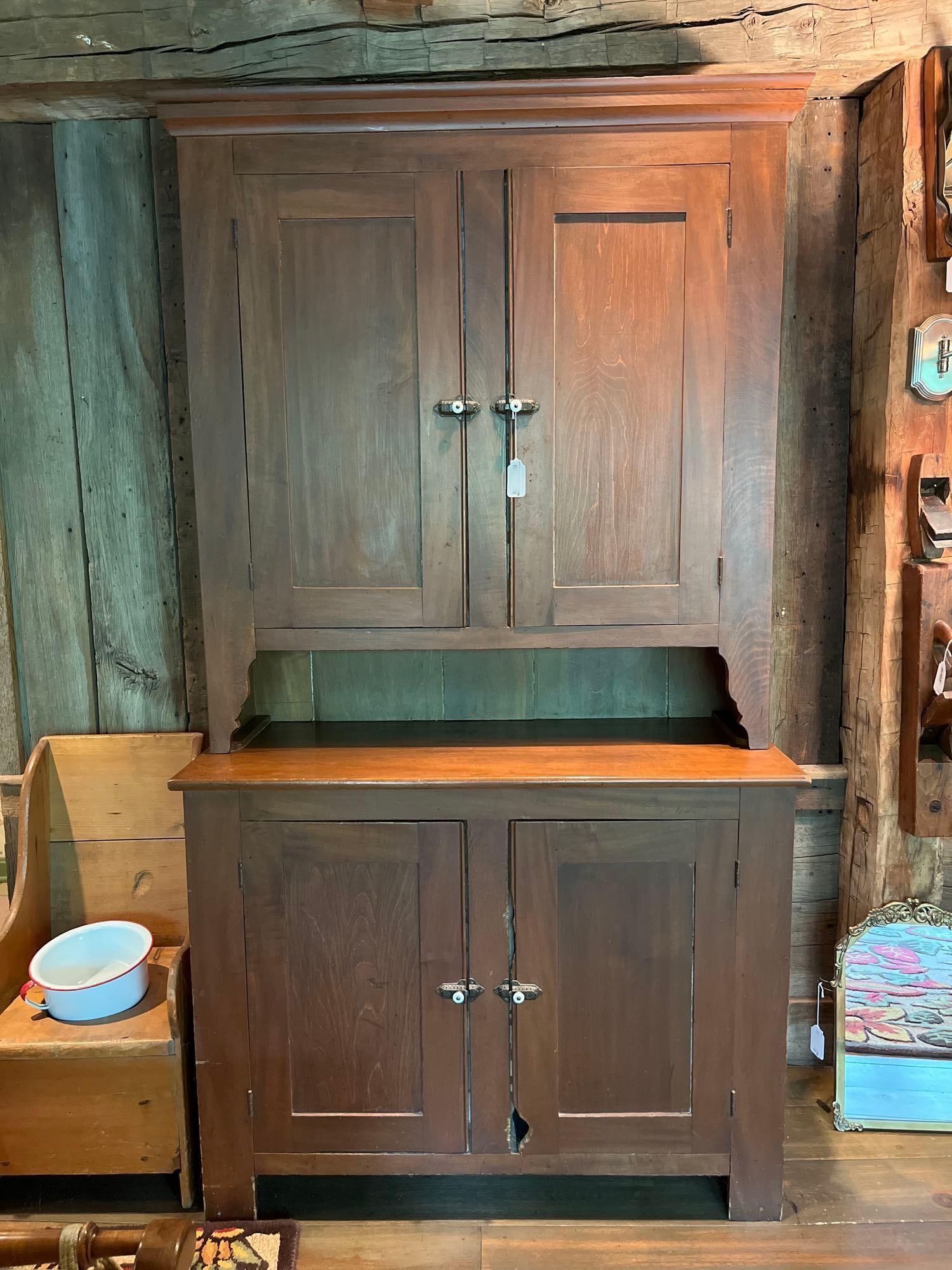 American Country Two-Piece Step-Back Cupboard (1 of 4)