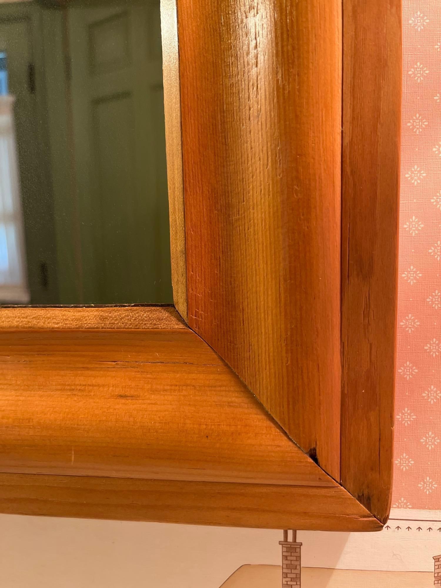 Rectangular Mirror w/ Convex Stained Wood Frame - 2