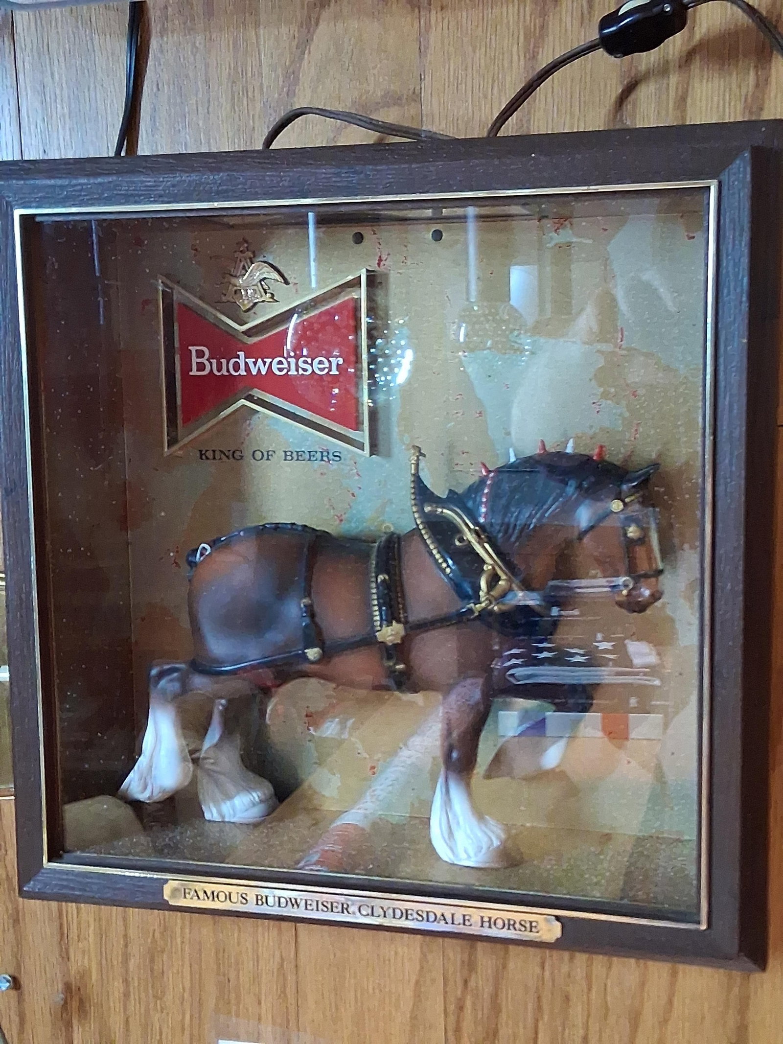 Vtg Budweiser Clydesdale Lighted Shadow Box Sign (1 of 3)