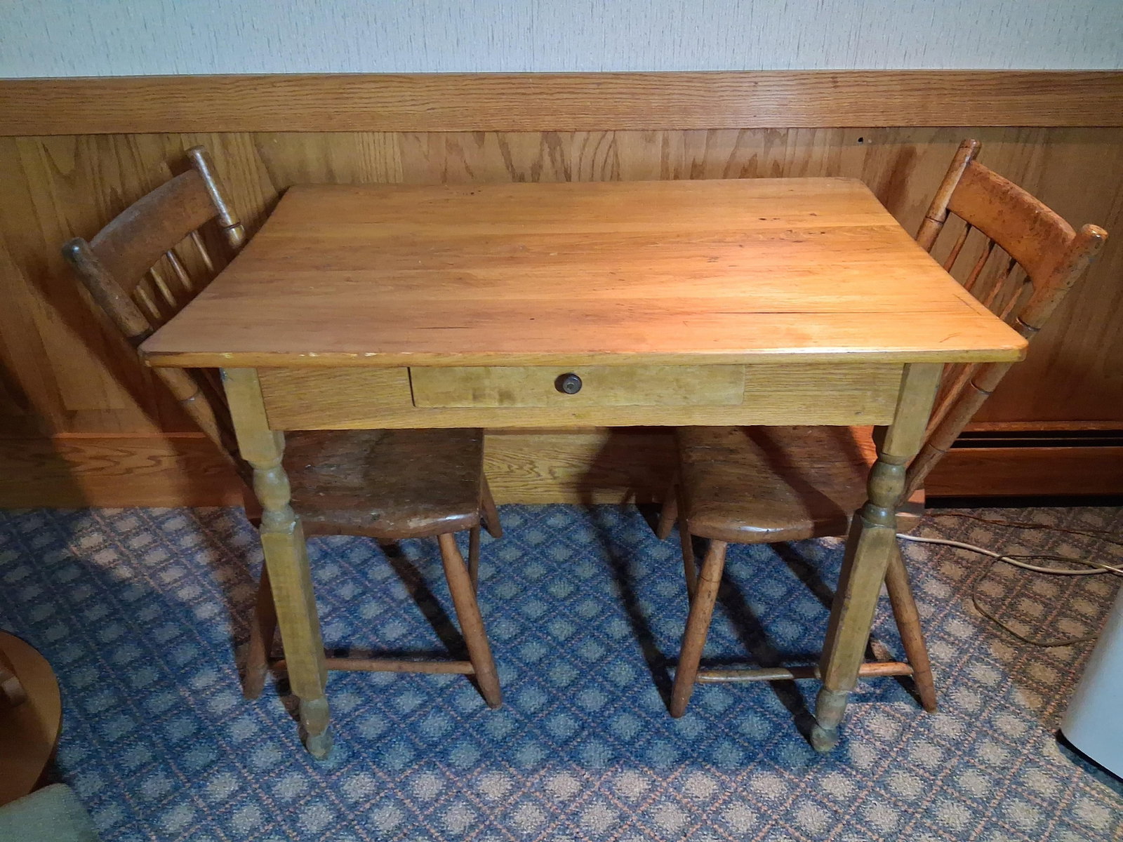 American Antique Farmhouse Work Table & 2 Chairs (1 of 4)