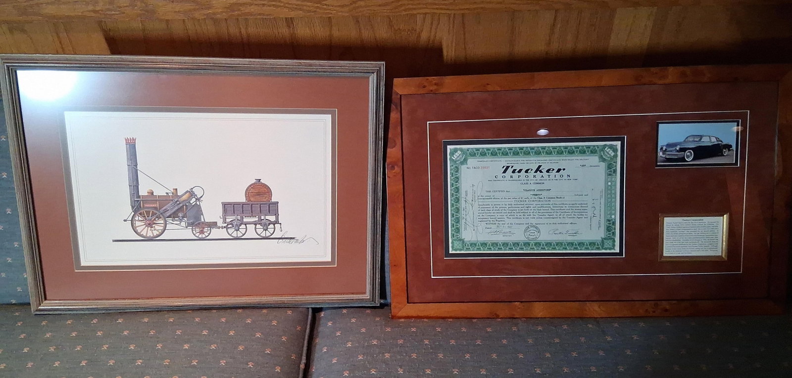 Pair: Tucker Stock Cert & Stephenson Rocket Print (1 of 7)