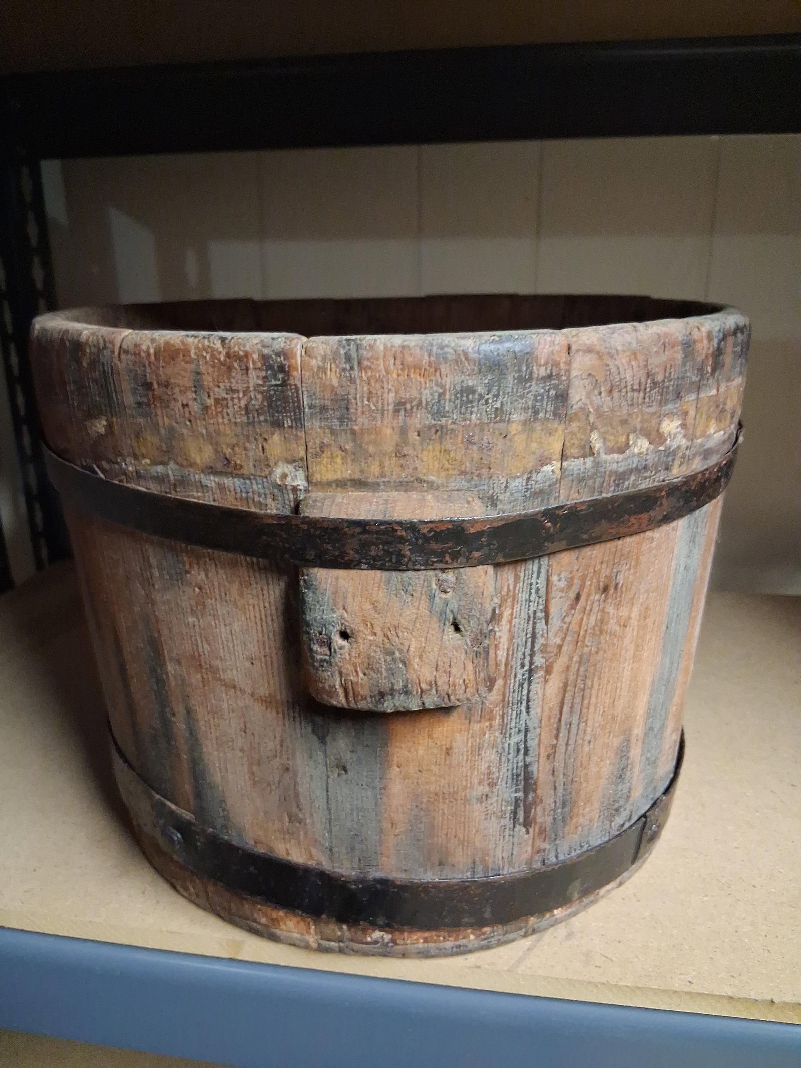 Antique Rustic Wooden Stave Bucket with Iron Hoops (1 of 5)