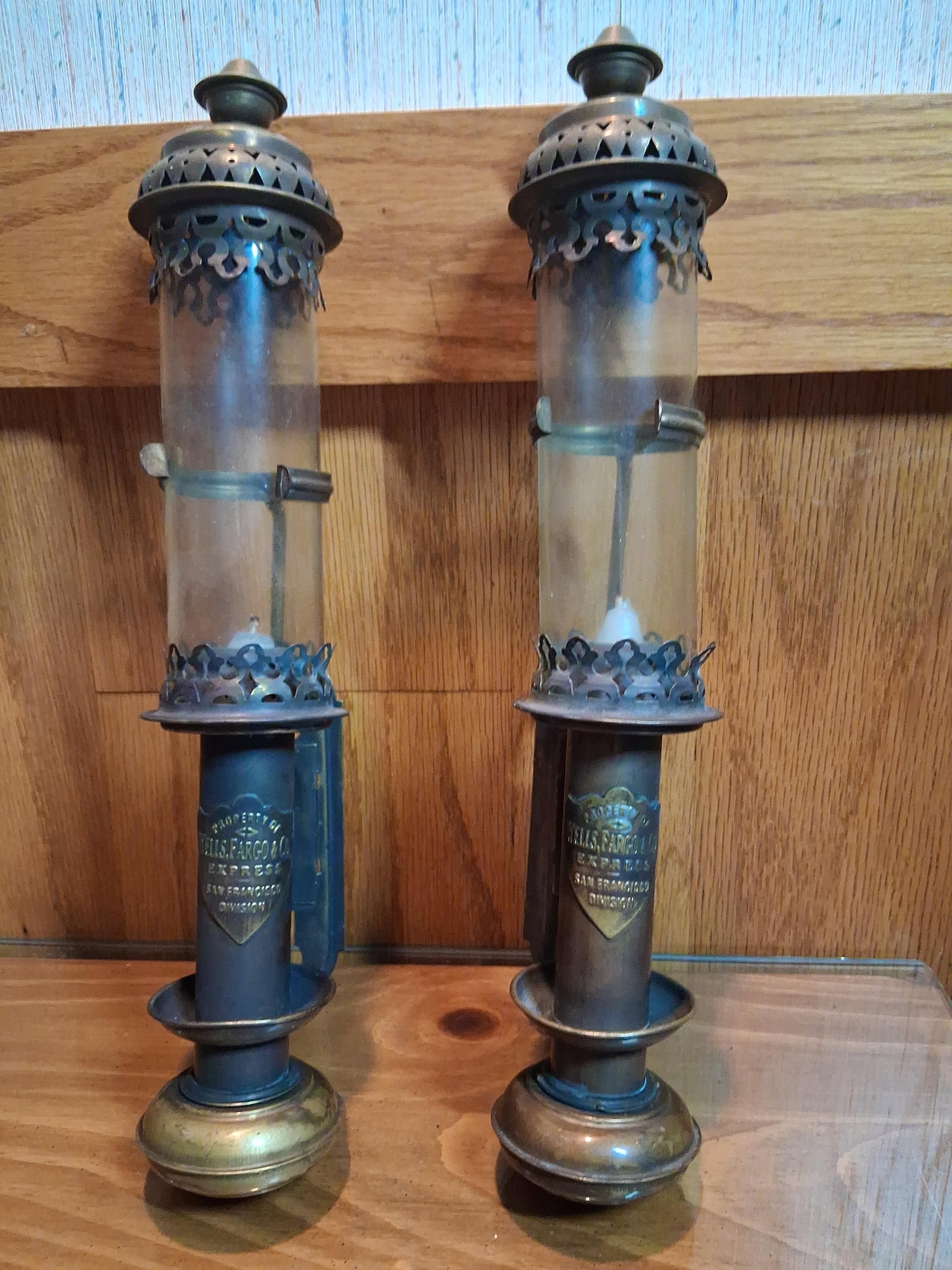 Pair Wells, Fargo & Co. Express Candle Wall Lamps (1 of 8)