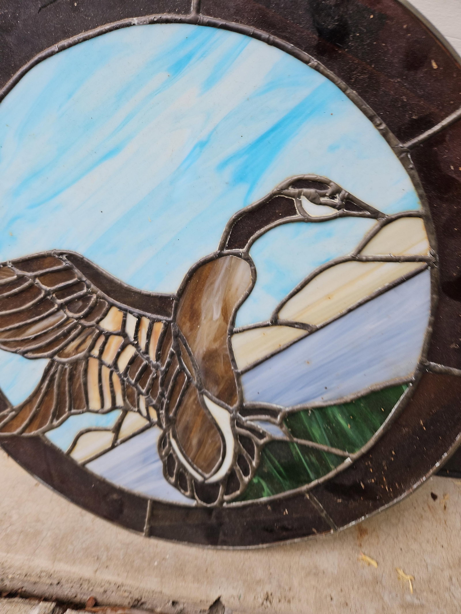 Canada Goose in Flight Stained Glass Panel (1 of 1)