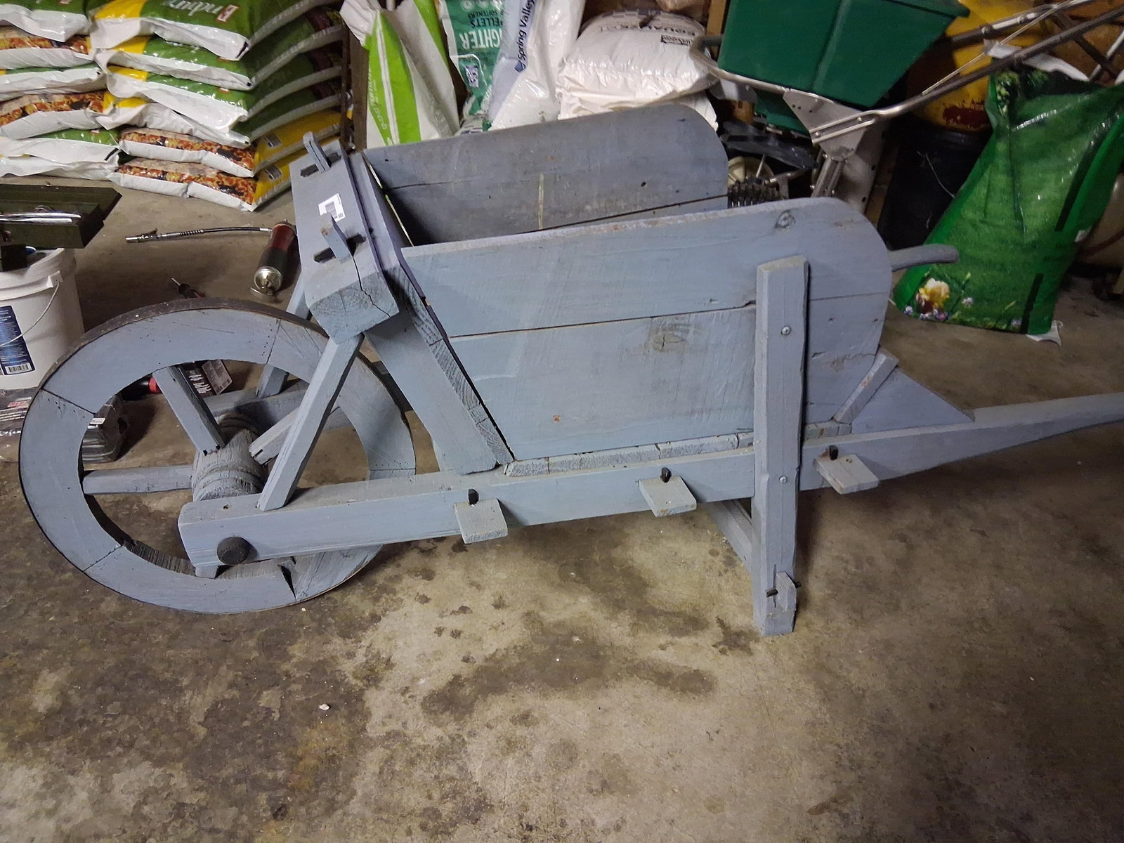 Vintage Primitive-Style Painted Wood Wheelbarrow (1 of 7)