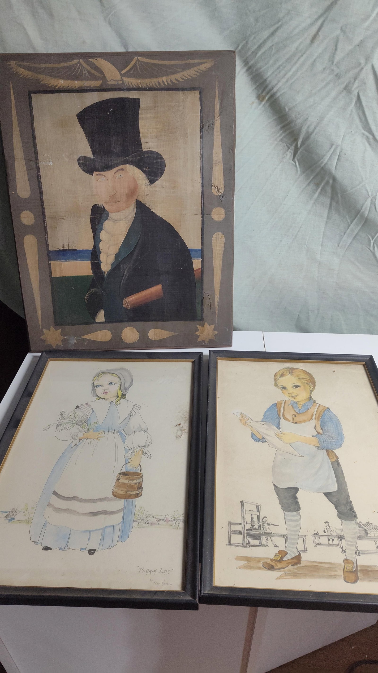 2 Ellen Nelson W/P & Folk Art Portrait on Panel (1 of 4)