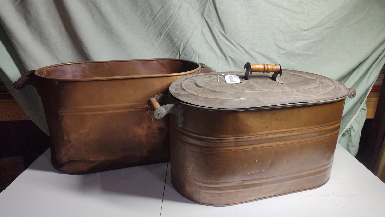 Pair Revere Copper Wash Boilers w/ One Lid (1 of 5)
