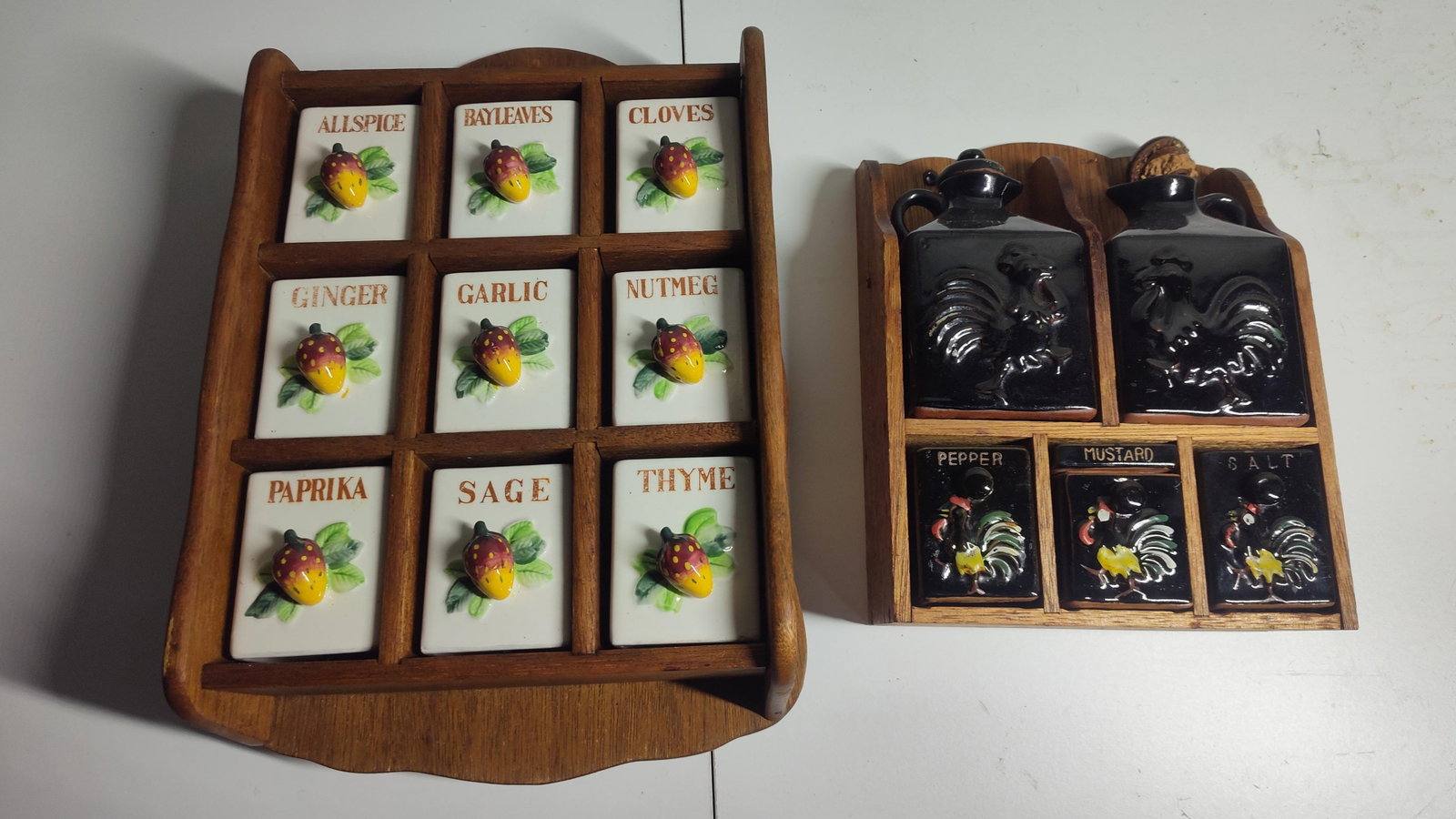 Pair Mid-C. Ceramic Spice/Condiment Sets w/ Racks (1 of 3)