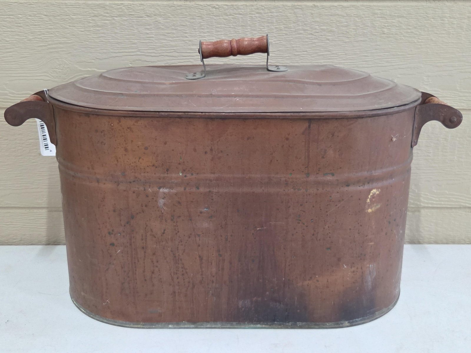 Antique Revere Copper Wash Boiler with Lid and Wooden Handles (1 of 7)